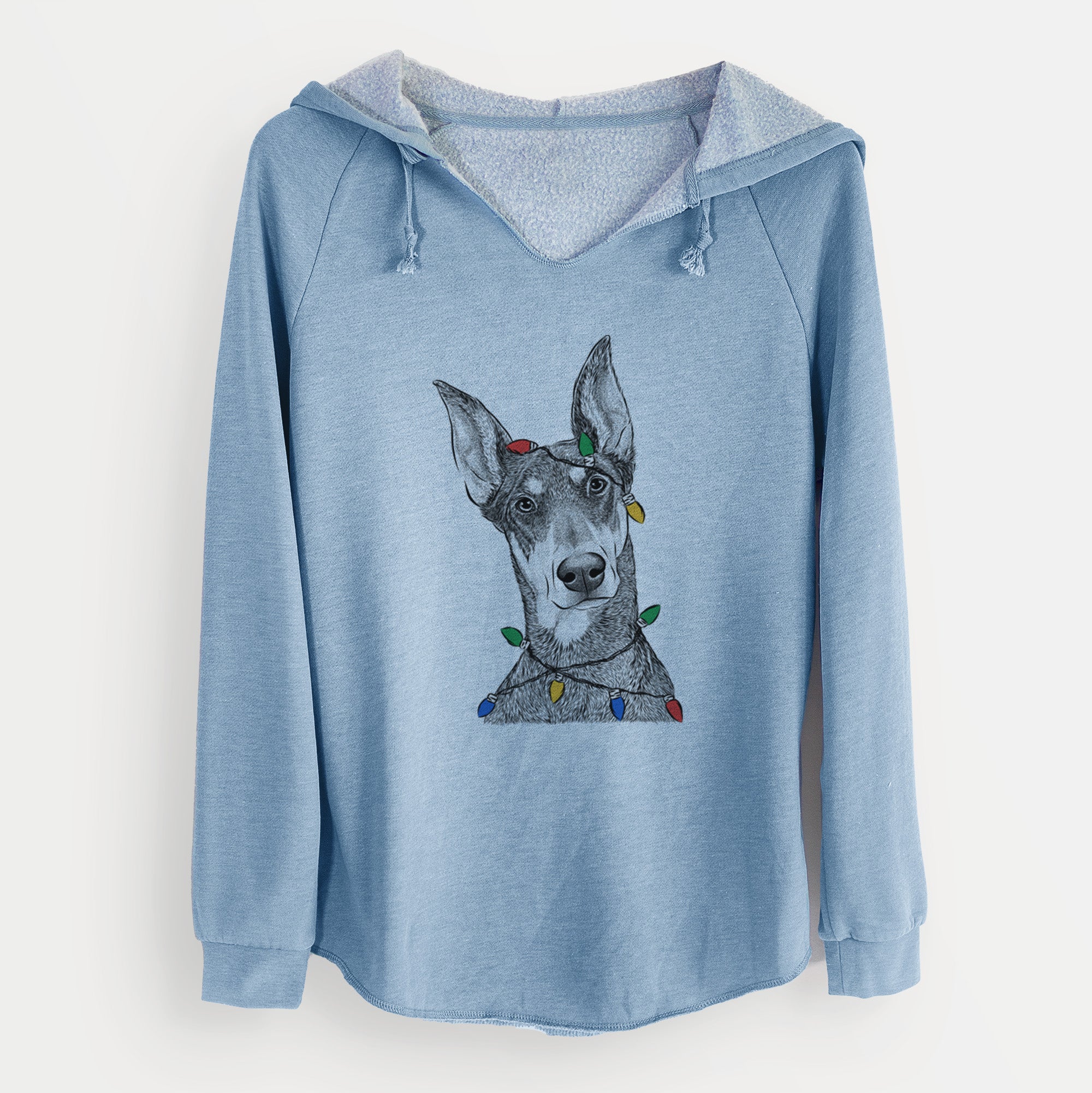 Christmas Lights Jenna the Doberman Pinscher - Cali Wave Hooded Sweatshirt