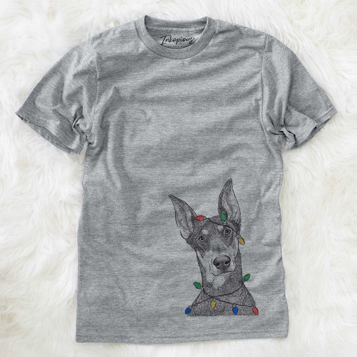 Christmas Lights Jenna the Doberman Pinscher - Unisex Crewneck