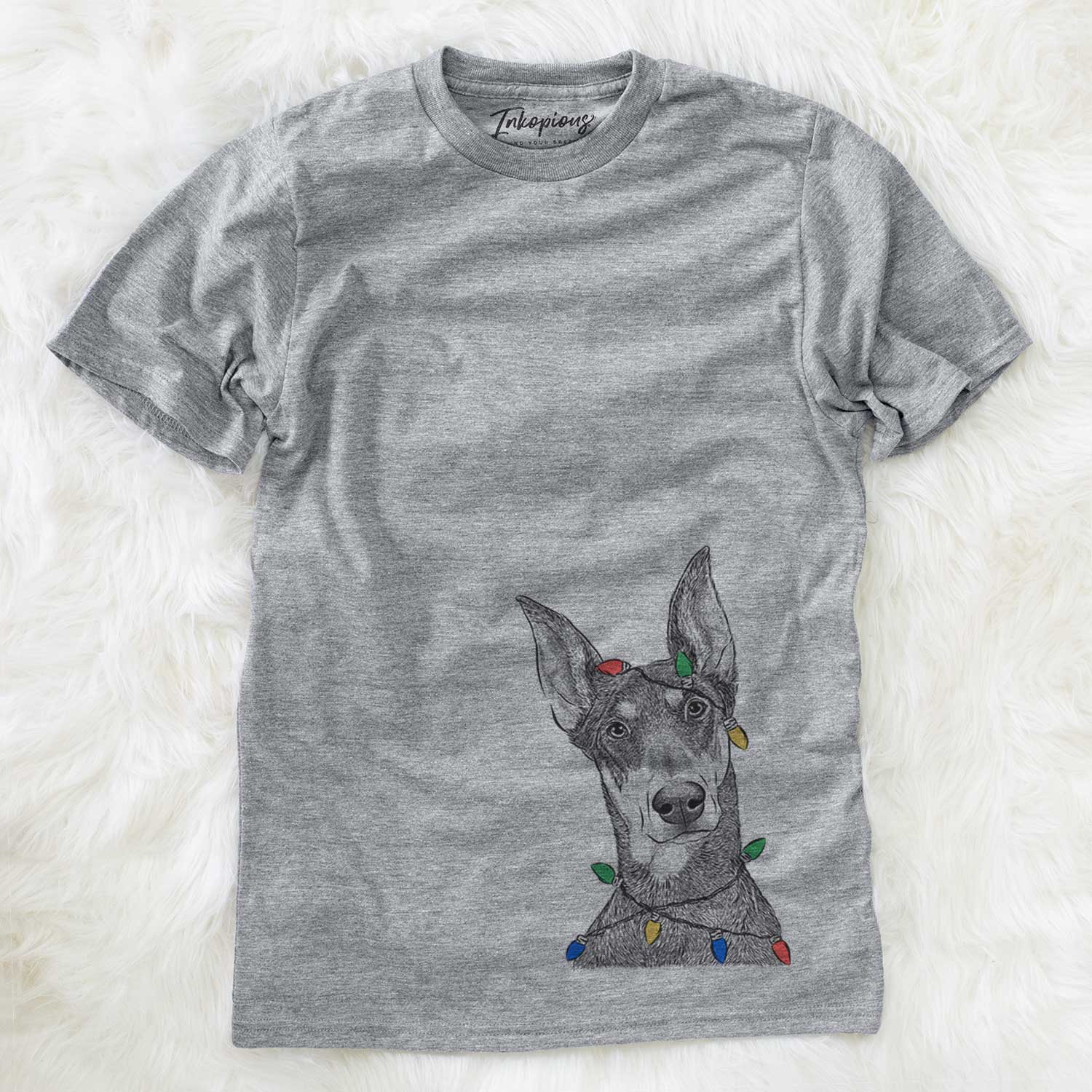 Christmas Lights Jenna the Doberman Pinscher - Unisex Crewneck
