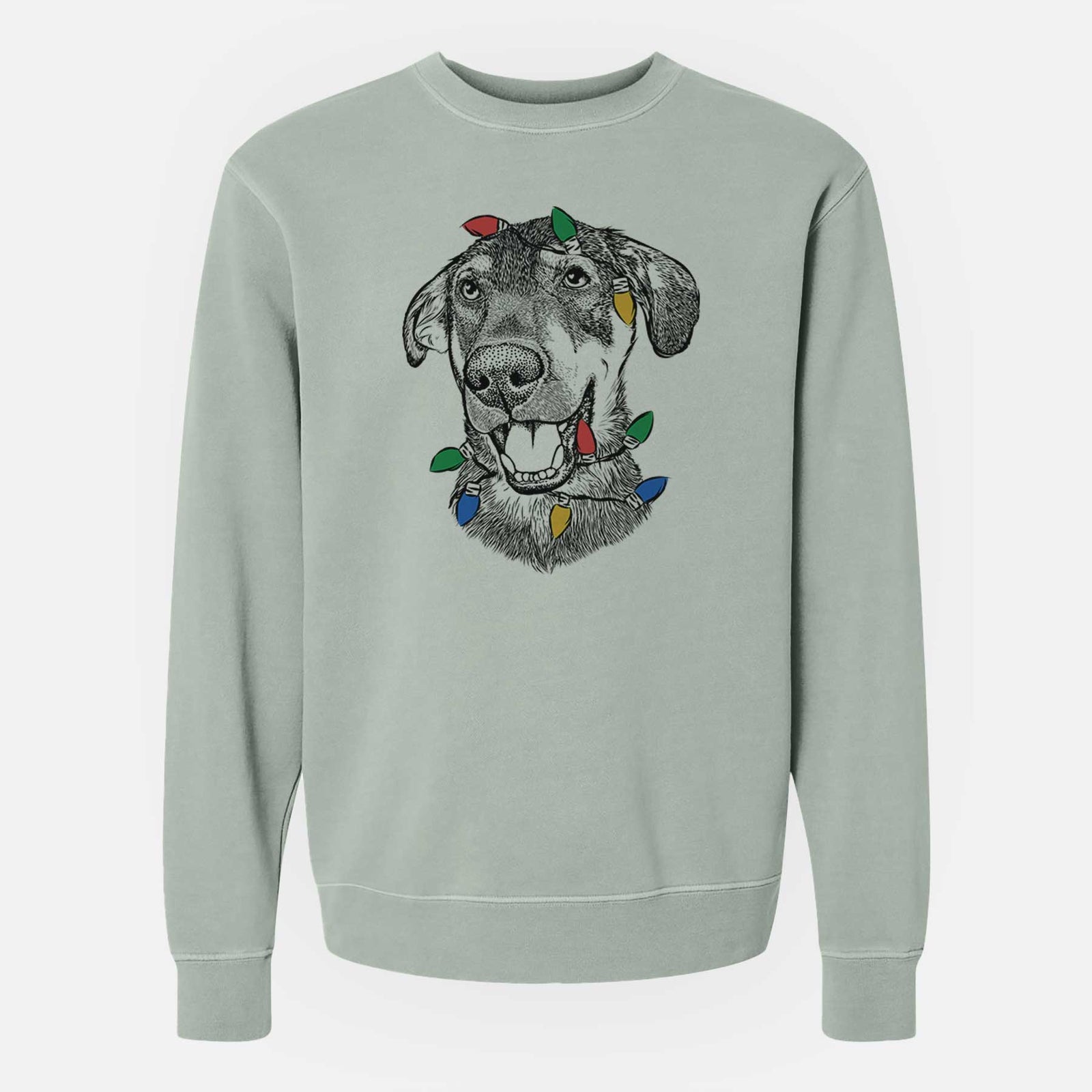 Christmas Lights Jet the Mixed Breed - Unisex Pigment Dyed Crew Sweatshirt