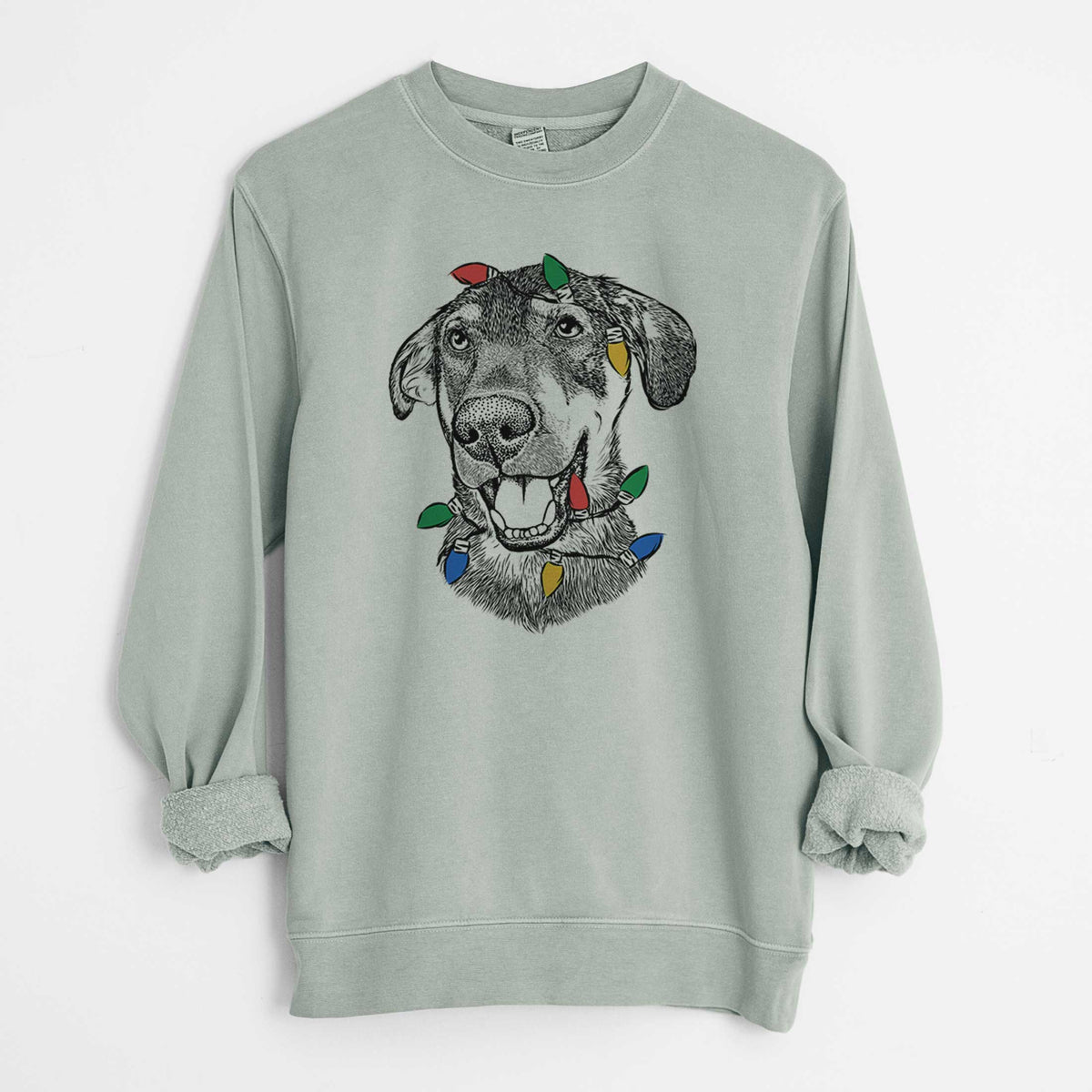 Christmas Lights Jet the Mixed Breed - Unisex Pigment Dyed Crew Sweatshirt