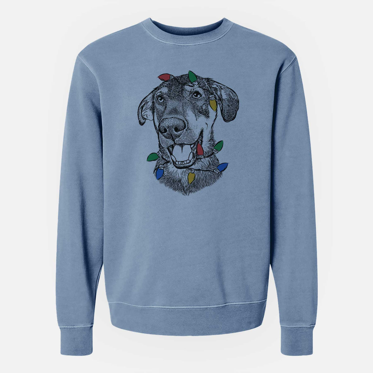 Christmas Lights Jet the Mixed Breed - Unisex Pigment Dyed Crew Sweatshirt