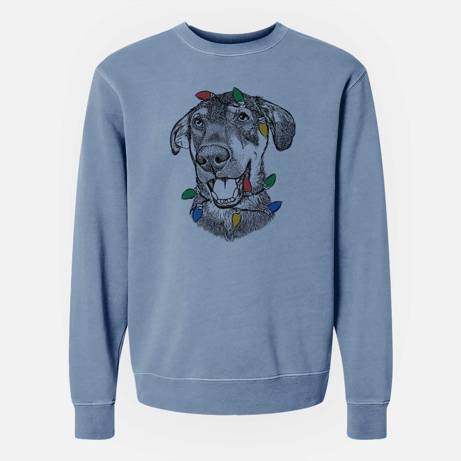 Christmas Lights Jet the Mixed Breed - Unisex Pigment Dyed Crew Sweatshirt
