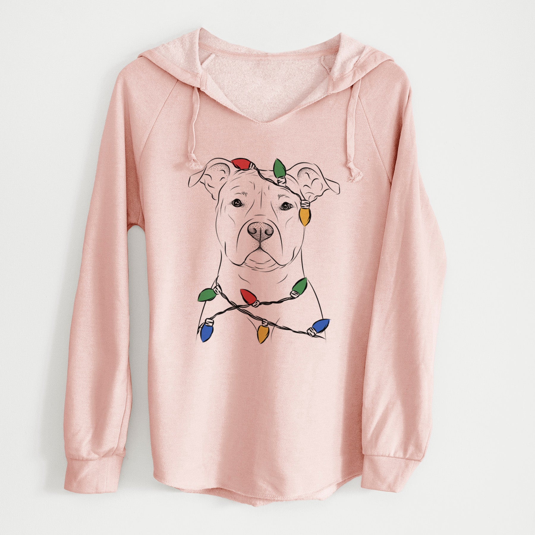 Christmas Lights Jethro the American Staffordshire Terrier - Cali Wave Hooded Sweatshirt