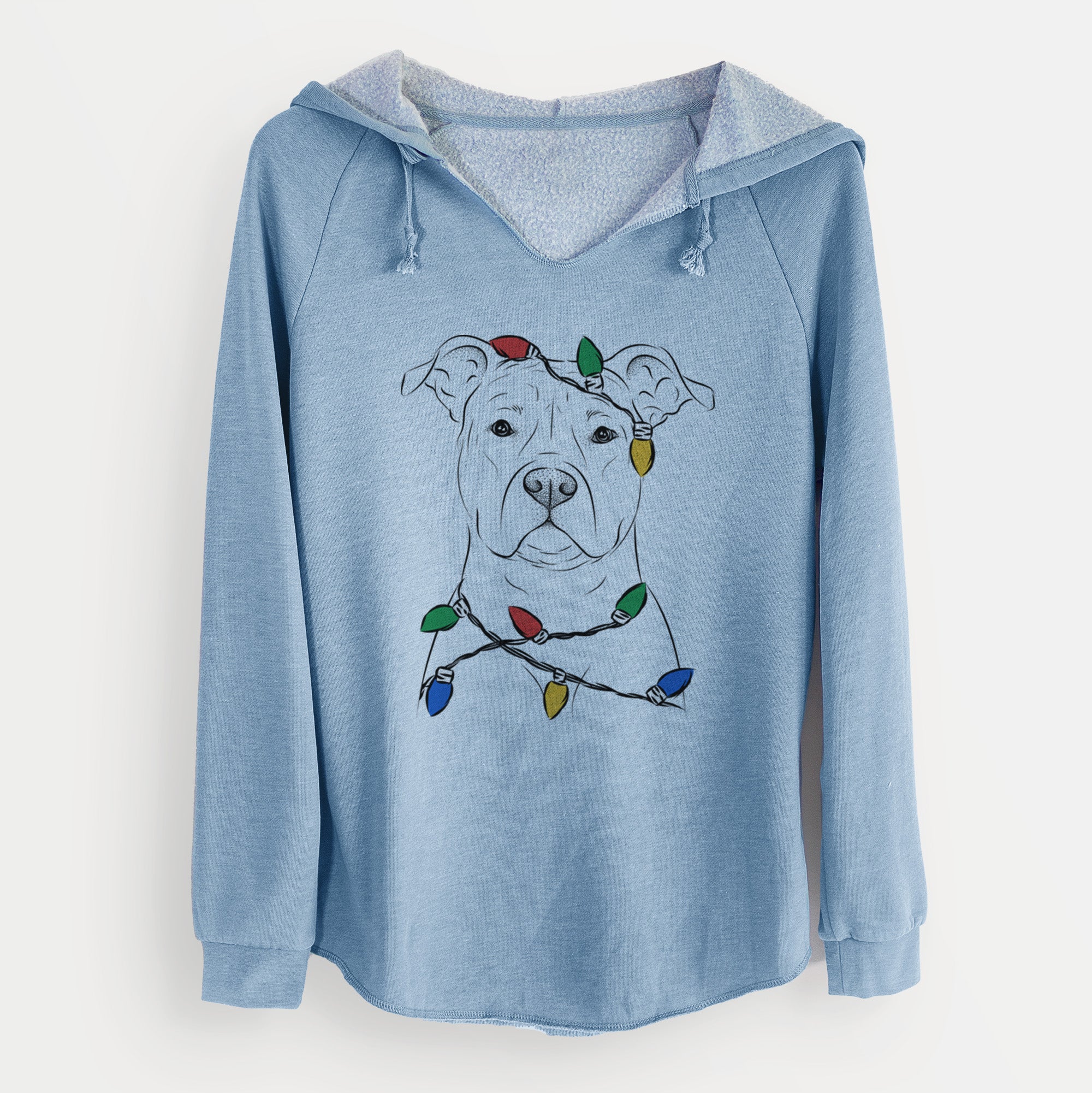 Christmas Lights Jethro the American Staffordshire Terrier - Cali Wave Hooded Sweatshirt