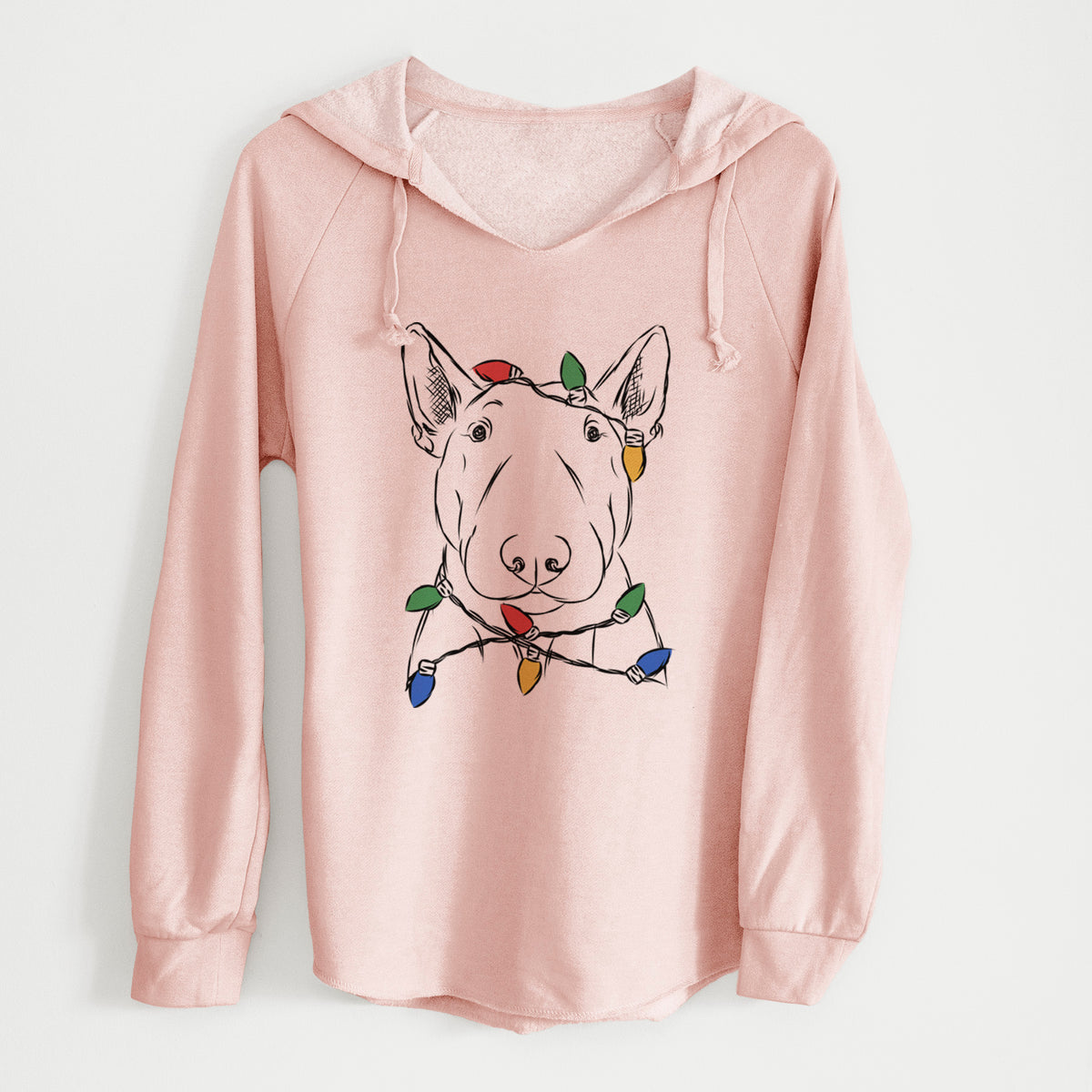 Christmas Lights Jett the Bull Terrier - Cali Wave Hooded Sweatshirt