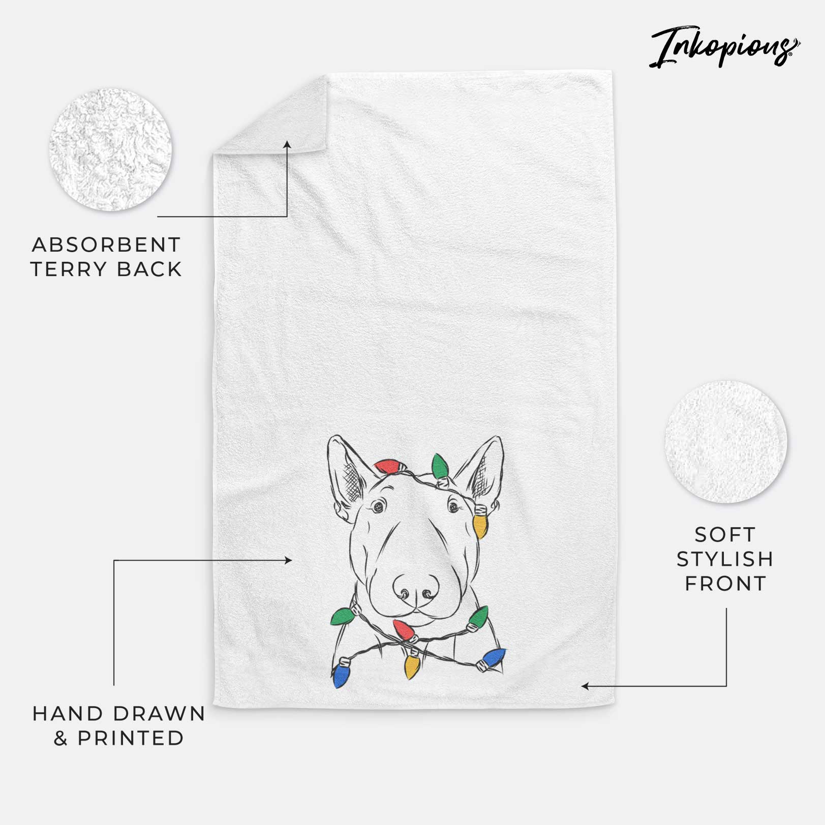 Jett the Bull Terrier Decorative Hand Towel