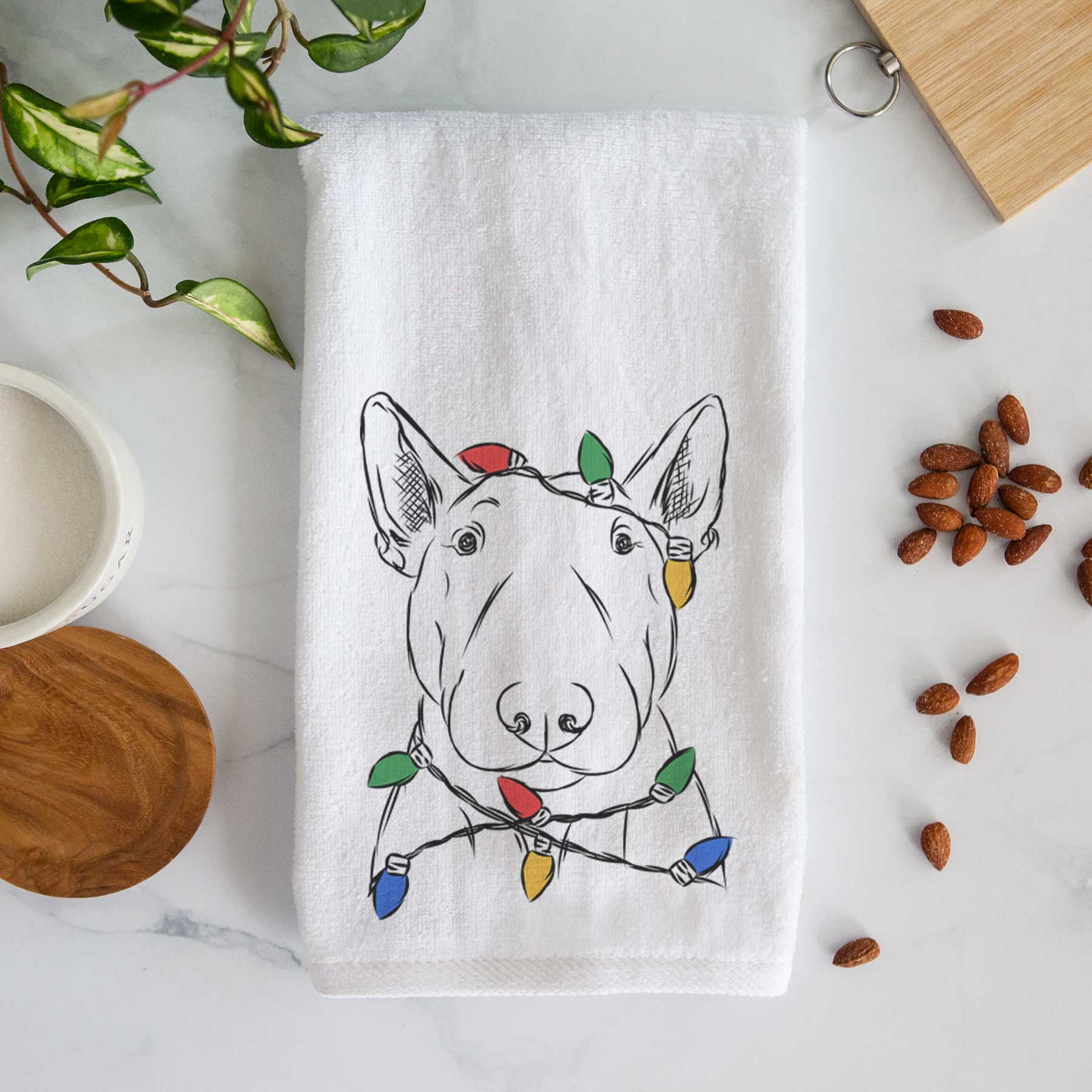 Jett the Bull Terrier Decorative Hand Towel