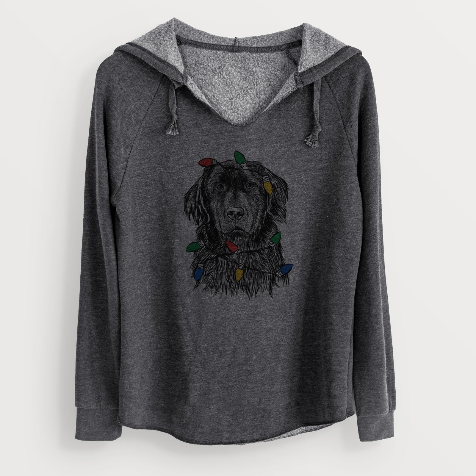 Christmas Lights Jinx the Newfoundland - Cali Wave Hooded Sweatshirt