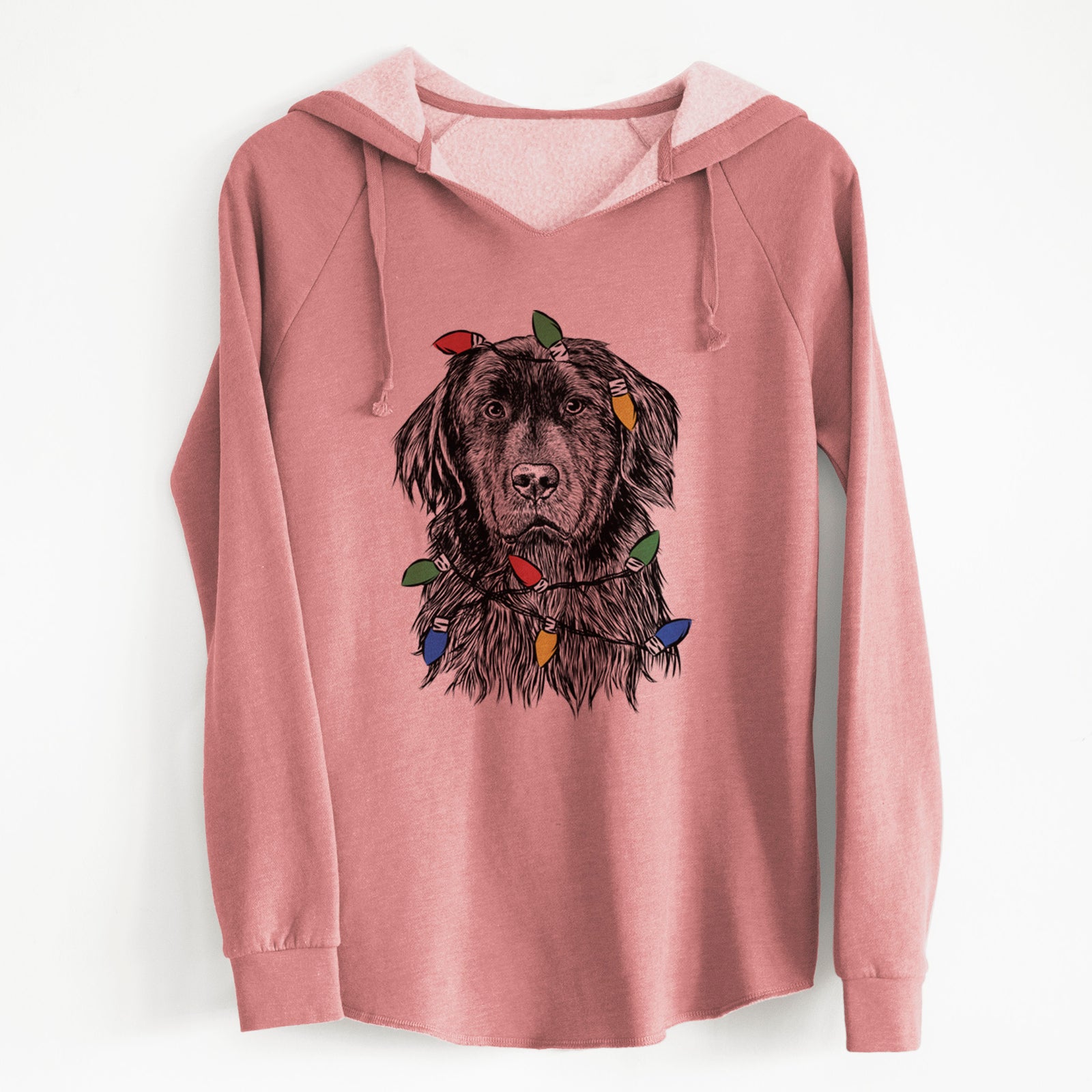 Christmas Lights Jinx the Newfoundland - Cali Wave Hooded Sweatshirt