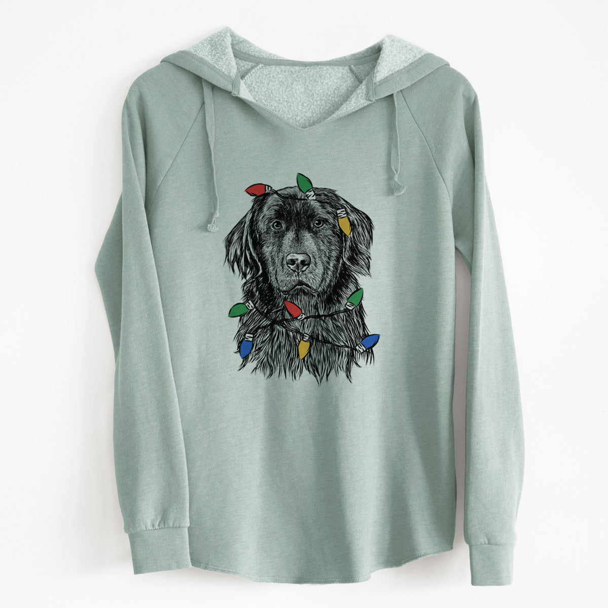 Christmas Lights Jinx the Newfoundland - Cali Wave Hooded Sweatshirt
