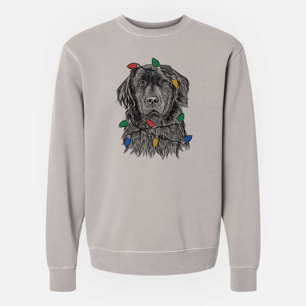 Christmas Lights Jinx the Newfoundland - Unisex Pigment Dyed Crew Sweatshirt