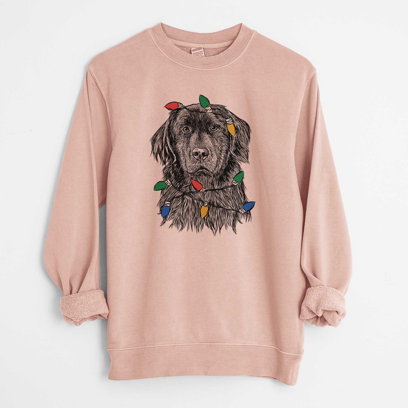 Christmas Lights Jinx the Newfoundland - Unisex Pigment Dyed Crew Sweatshirt