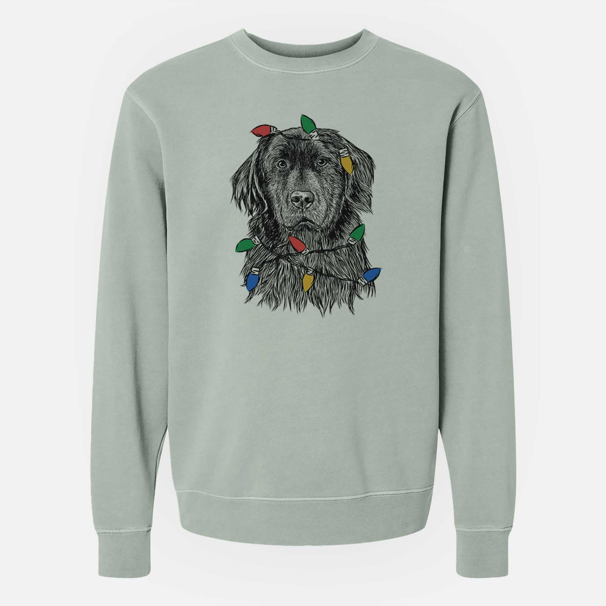 Christmas Lights Jinx the Newfoundland - Unisex Pigment Dyed Crew Sweatshirt