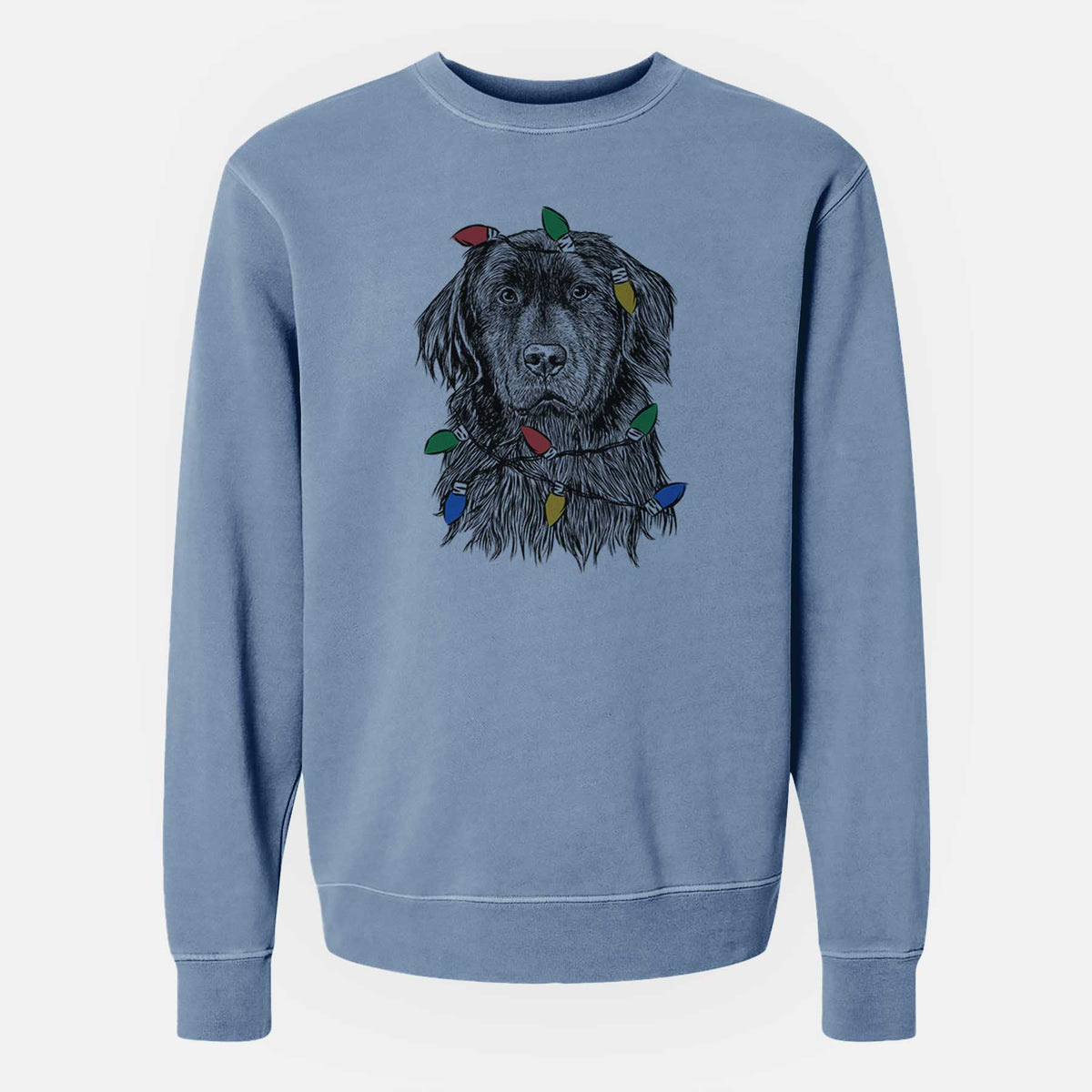 Christmas Lights Jinx the Newfoundland - Unisex Pigment Dyed Crew Sweatshirt