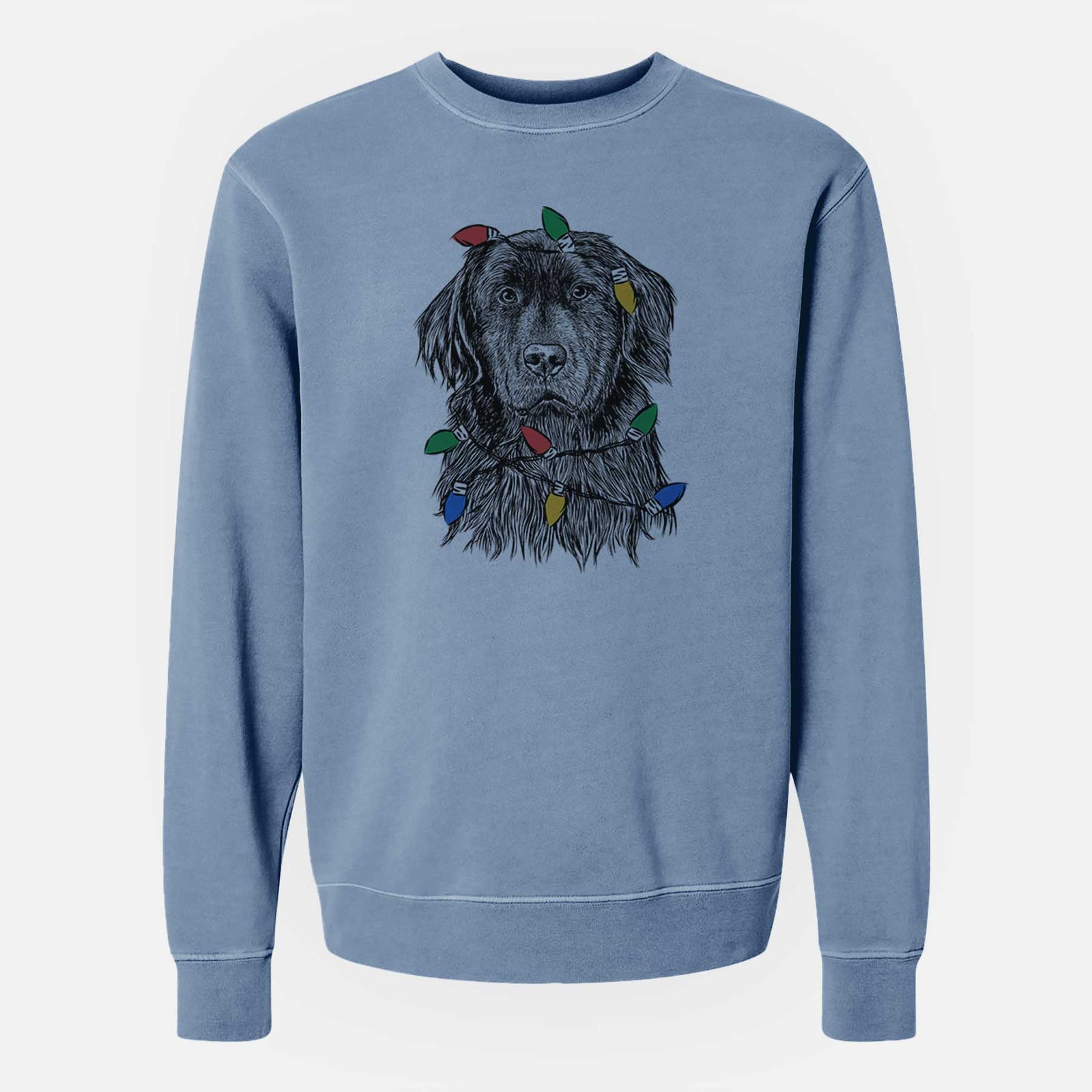 Christmas Lights Jinx the Newfoundland - Unisex Pigment Dyed Crew Sweatshirt