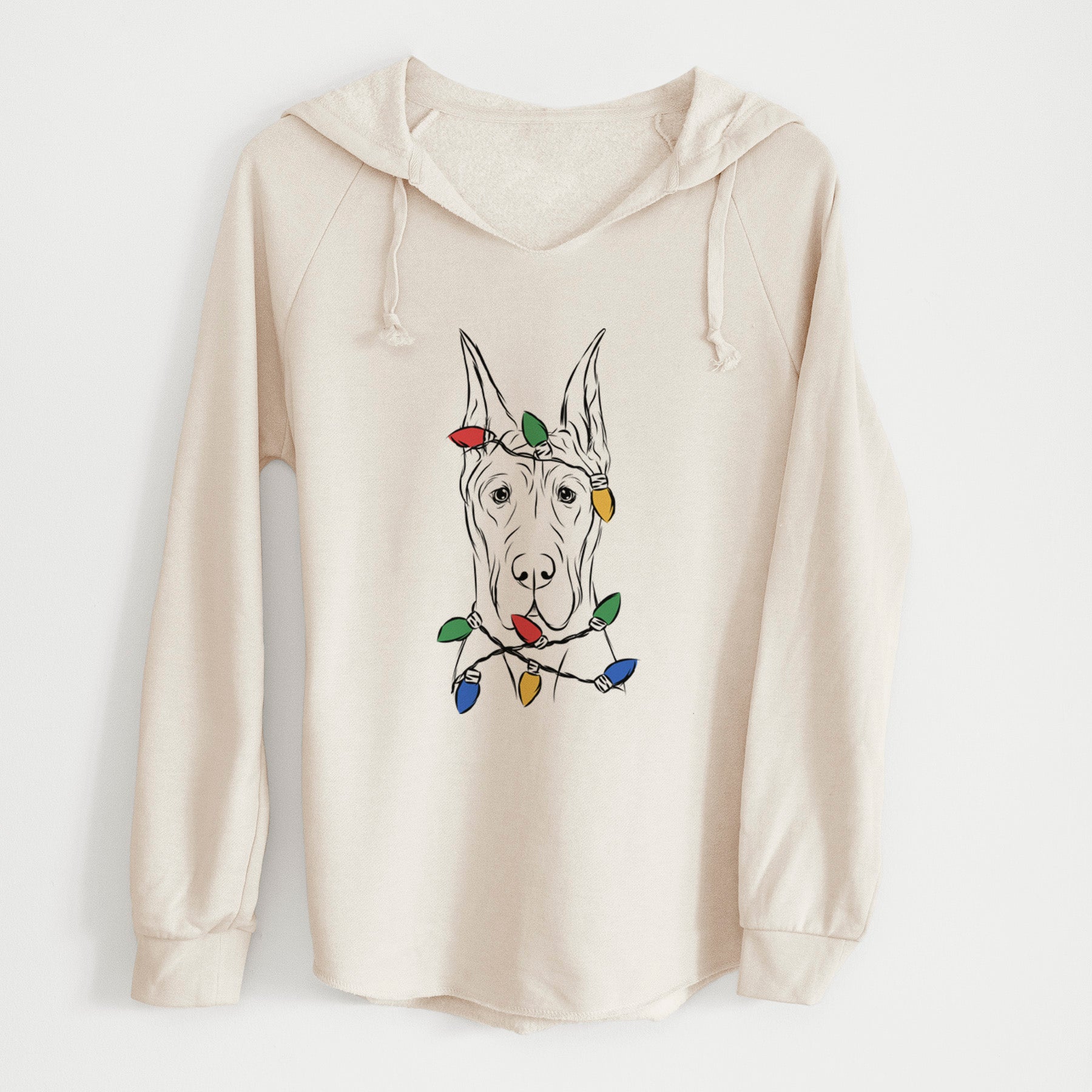 Christmas Lights Jude the Great Dane - Cali Wave Hooded Sweatshirt