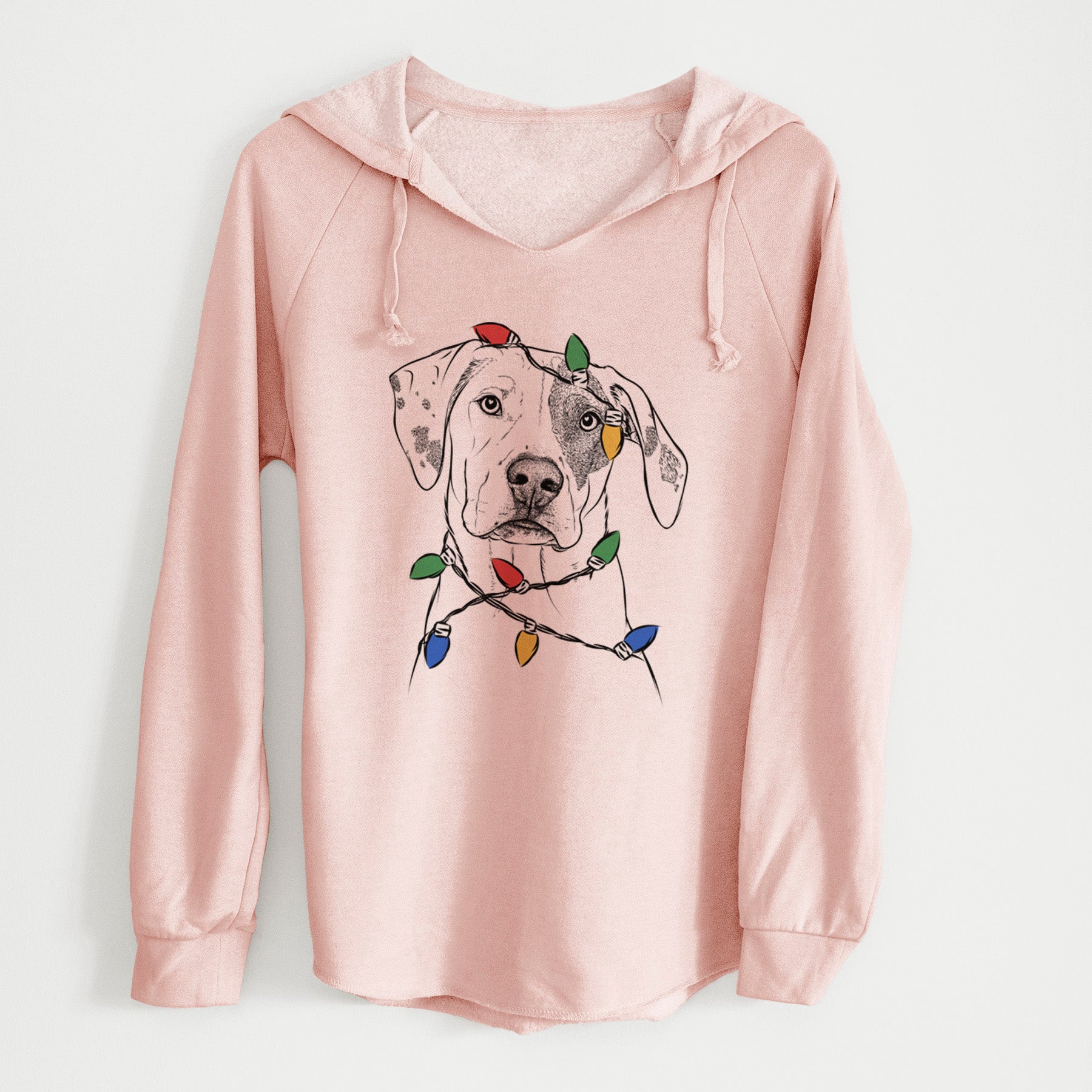 Christmas Lights Julio the Dogo Argentino Mix - Cali Wave Hooded Sweatshirt