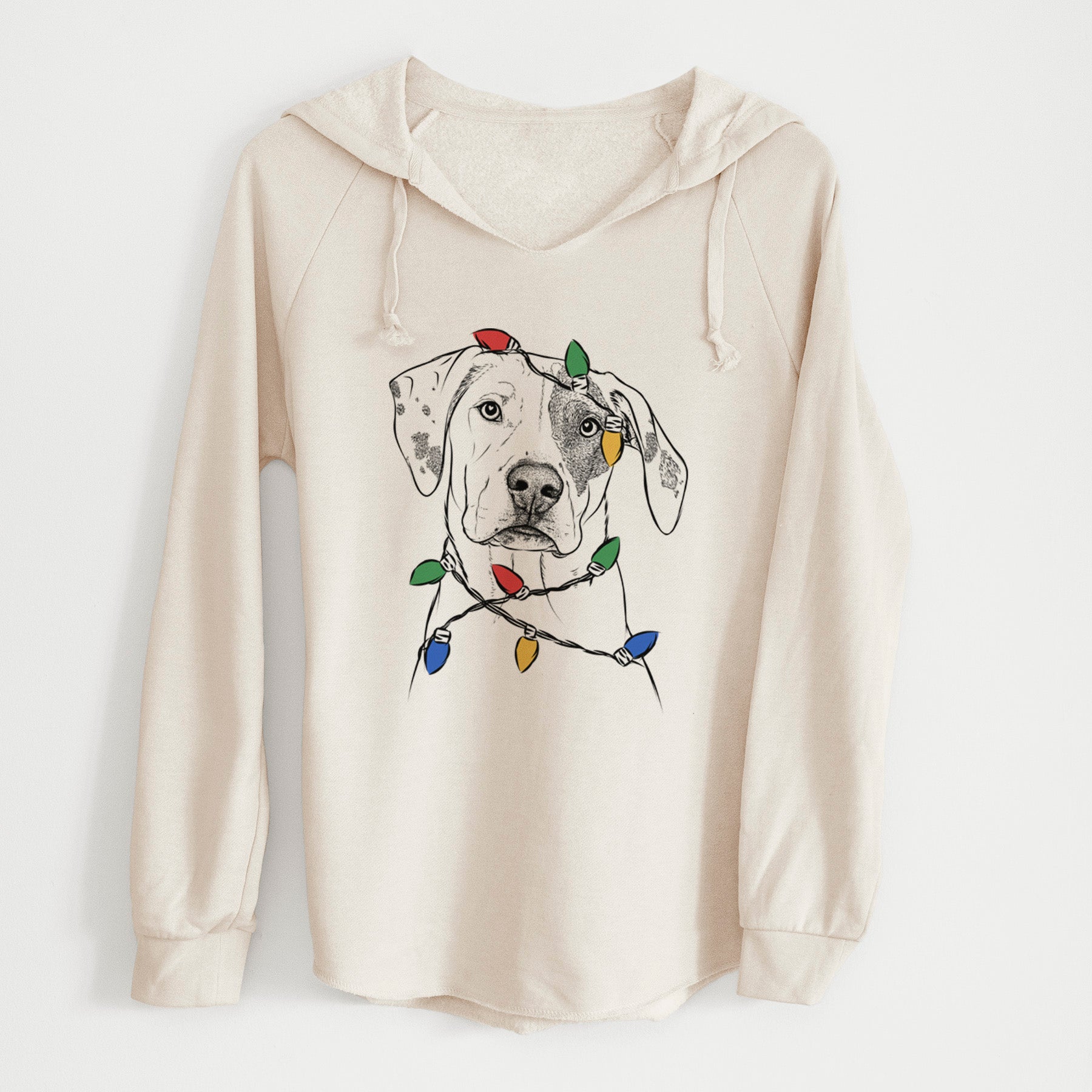 Christmas Lights Julio the Dogo Argentino Mix - Cali Wave Hooded Sweatshirt