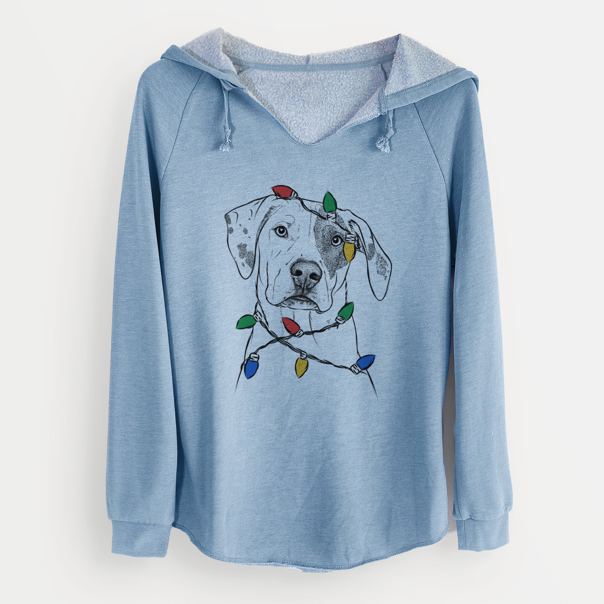 Christmas Lights Julio the Dogo Argentino Mix - Cali Wave Hooded Sweatshirt