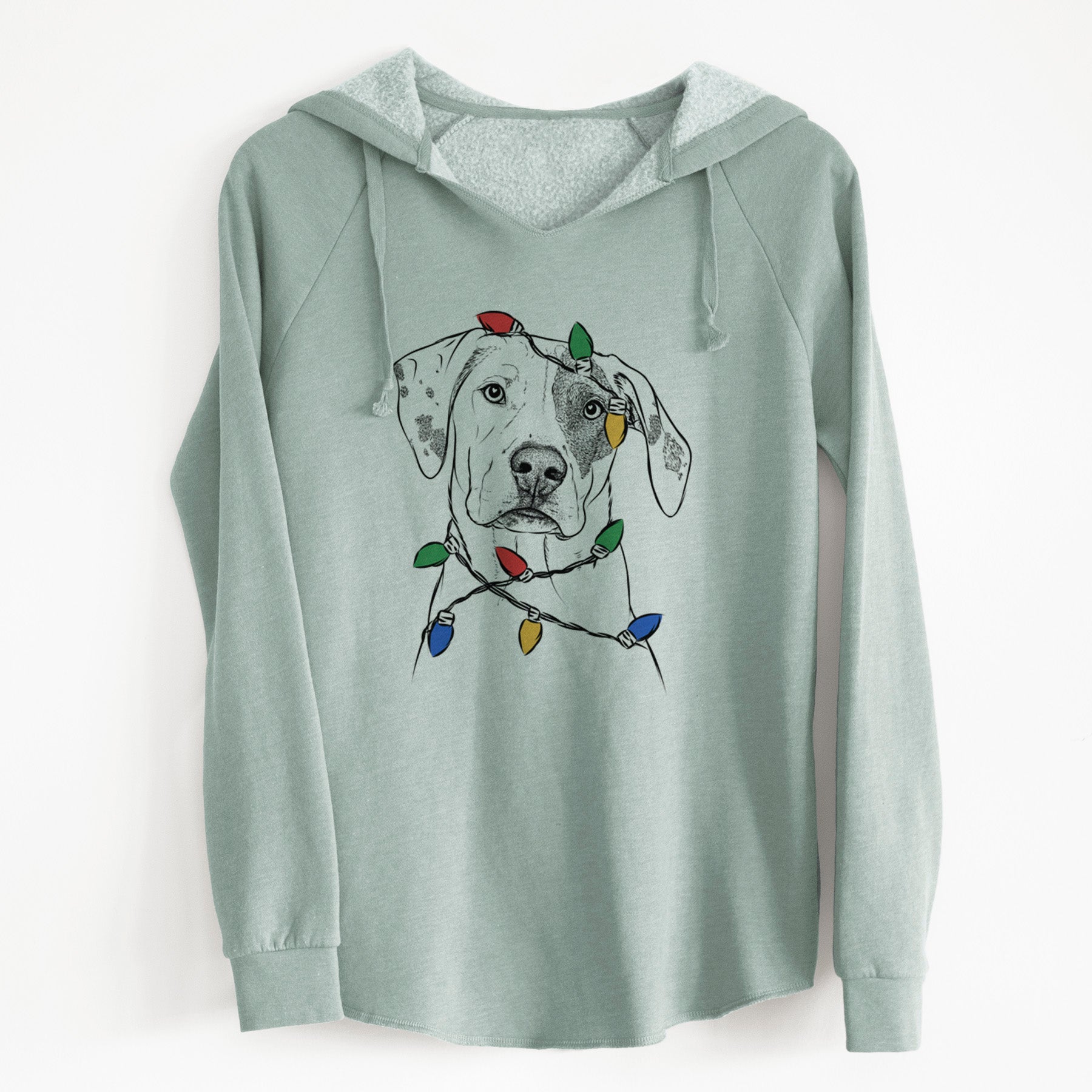 Christmas Lights Julio the Dogo Argentino Mix - Cali Wave Hooded Sweatshirt