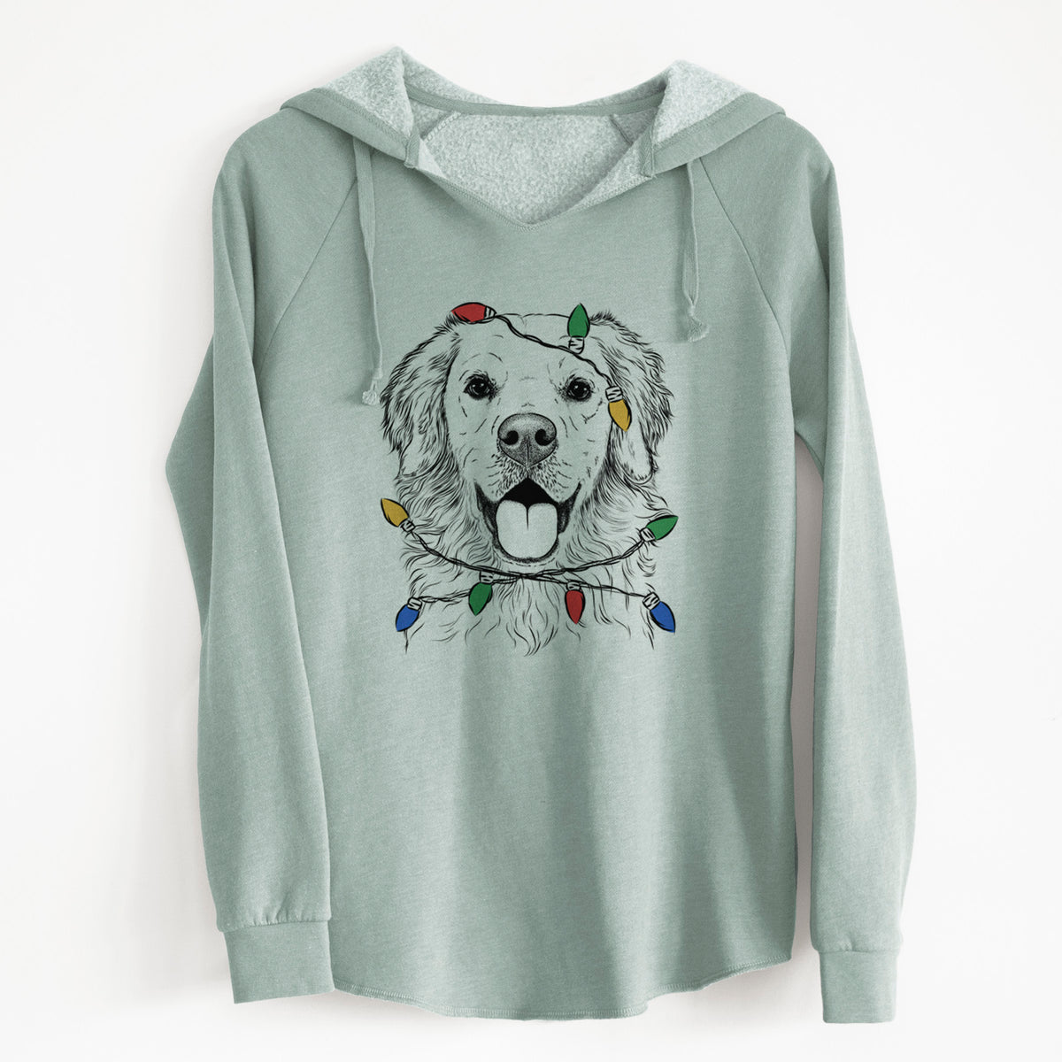 Christmas Lights Juniper the Golden Retriever - Cali Wave Hooded Sweatshirt
