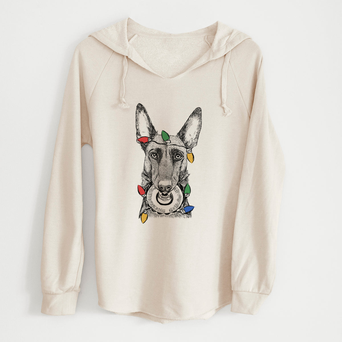 Christmas Lights Juno the Belgian Malinois - Cali Wave Hooded Sweatshirt