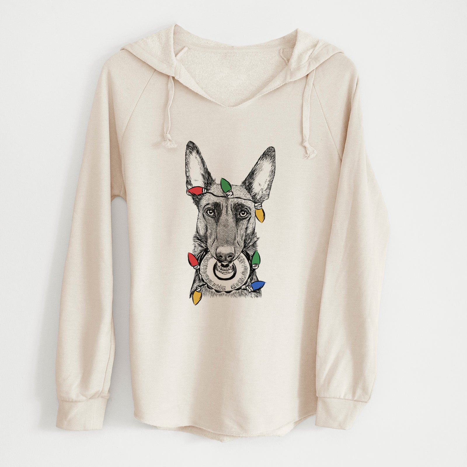 Christmas Lights Juno the Belgian Malinois - Cali Wave Hooded Sweatshirt