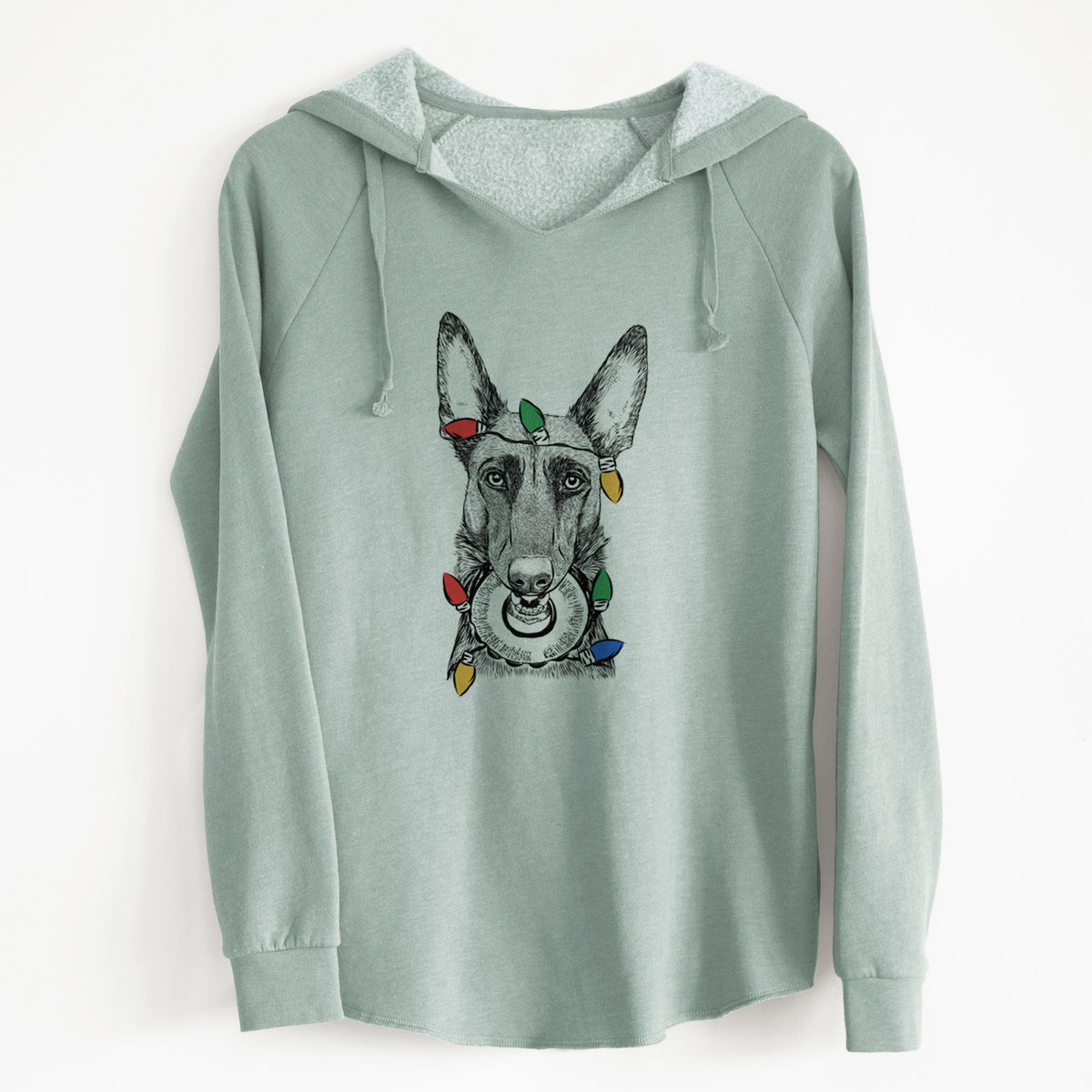 Christmas Lights Juno the Belgian Malinois - Cali Wave Hooded Sweatshirt