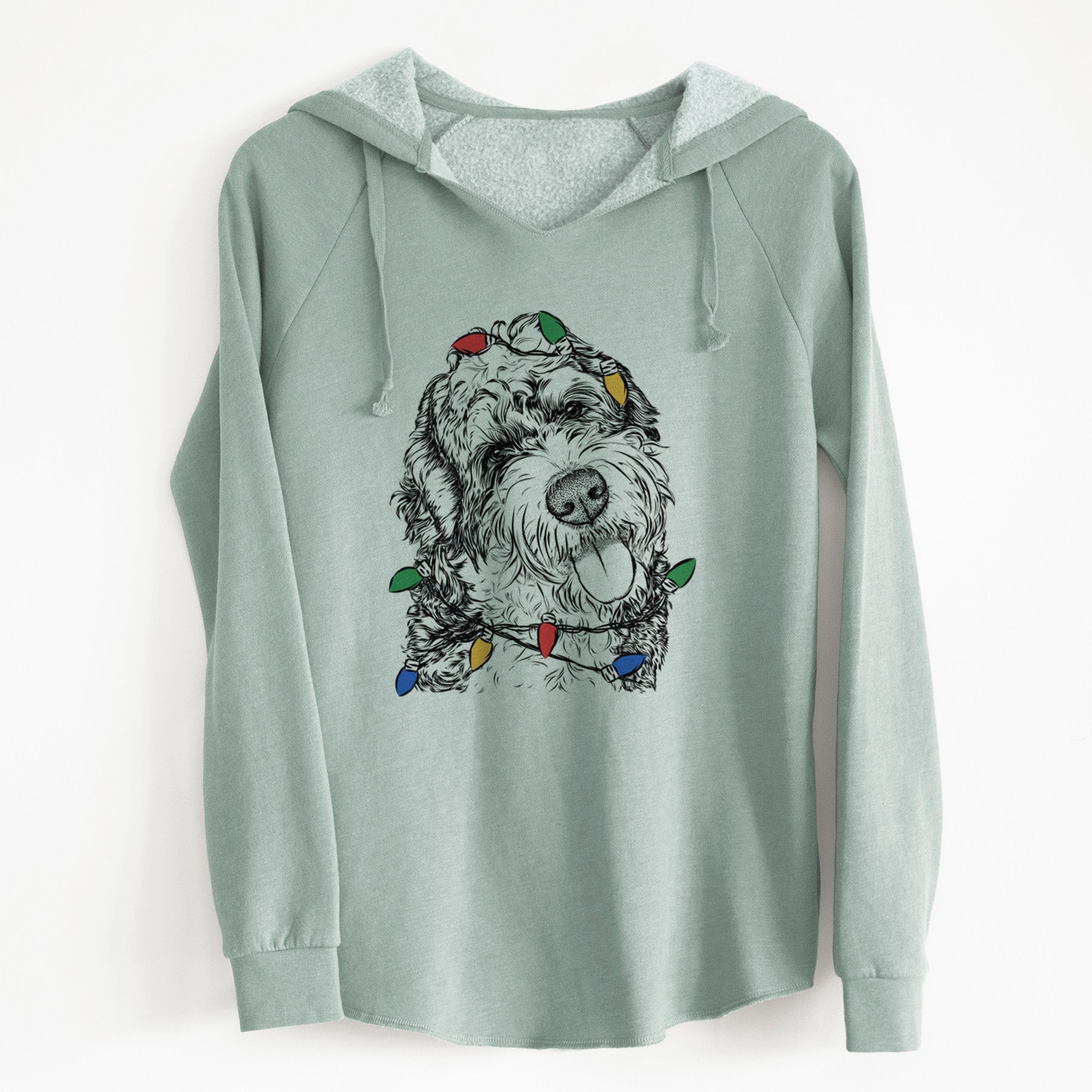 Christmas Lights Kaci the Bernedoodle - Cali Wave Hooded Sweatshirt