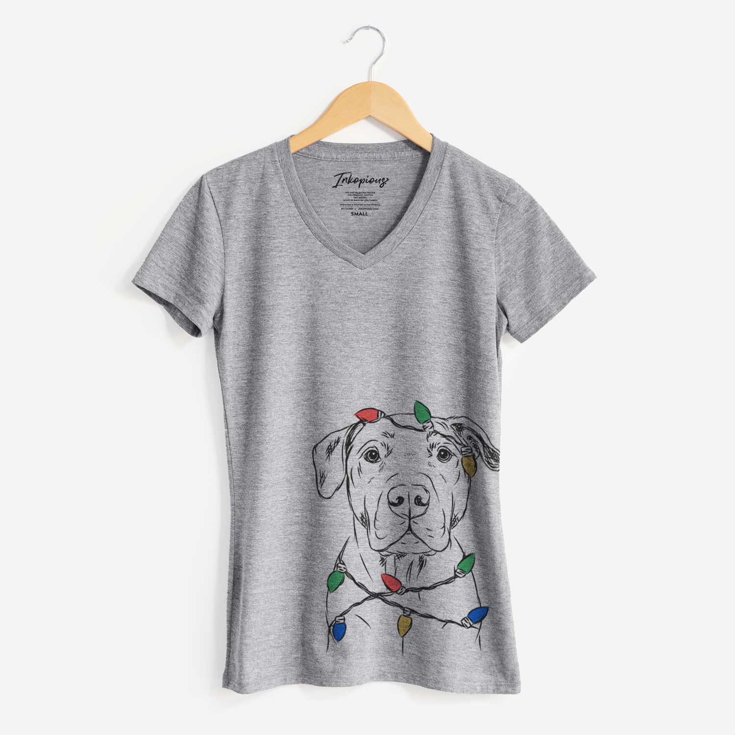 Christmas Lights Kadin the Pitbull - Women's V-neck Shirt