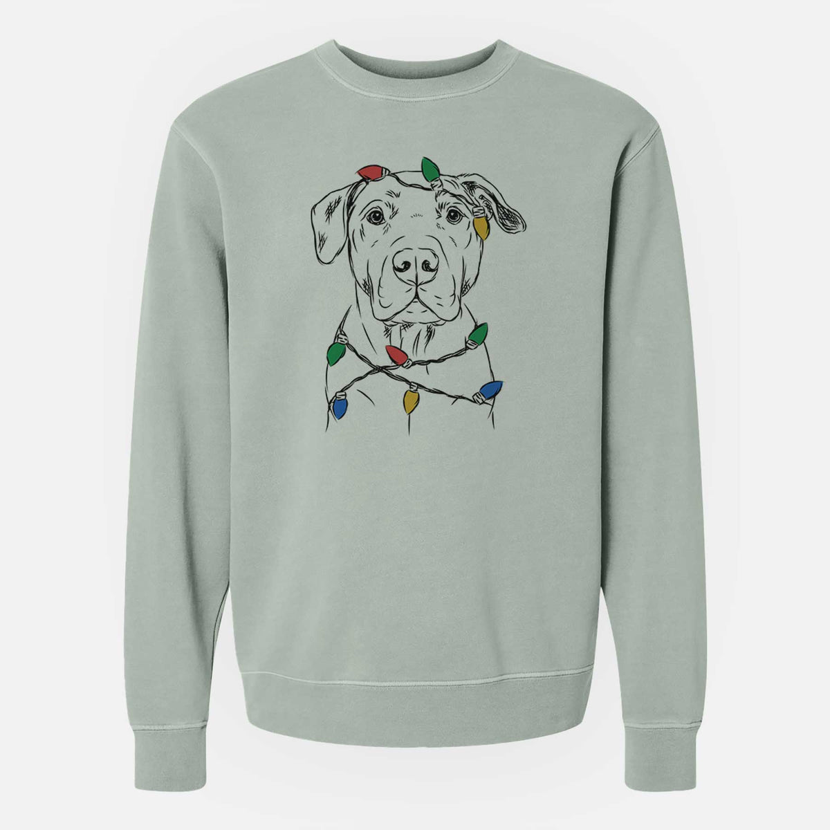 Christmas Lights Kadin the Pitbull - Unisex Pigment Dyed Crew Sweatshirt