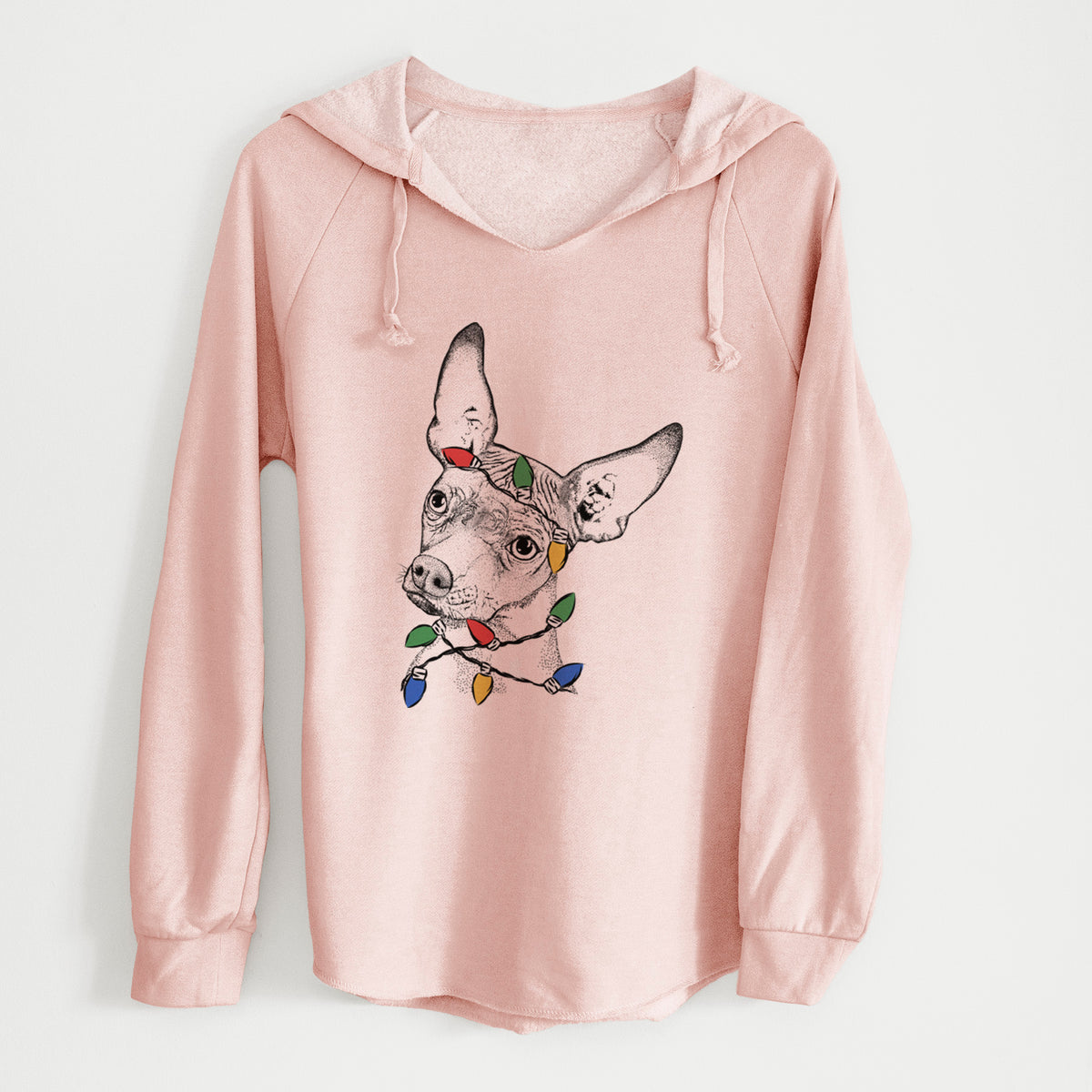 Christmas Lights Kahlo the Xoloitzcuintli - Cali Wave Hooded Sweatshirt