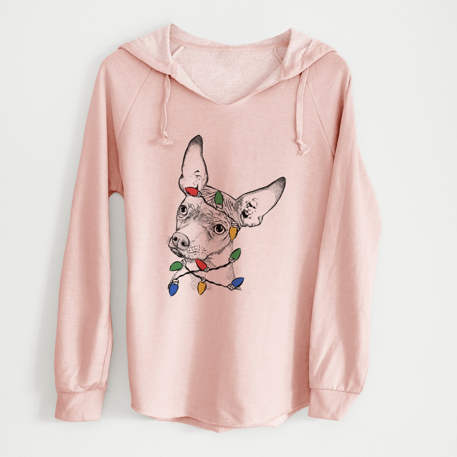 Christmas Lights Kahlo the Xoloitzcuintli - Cali Wave Hooded Sweatshirt