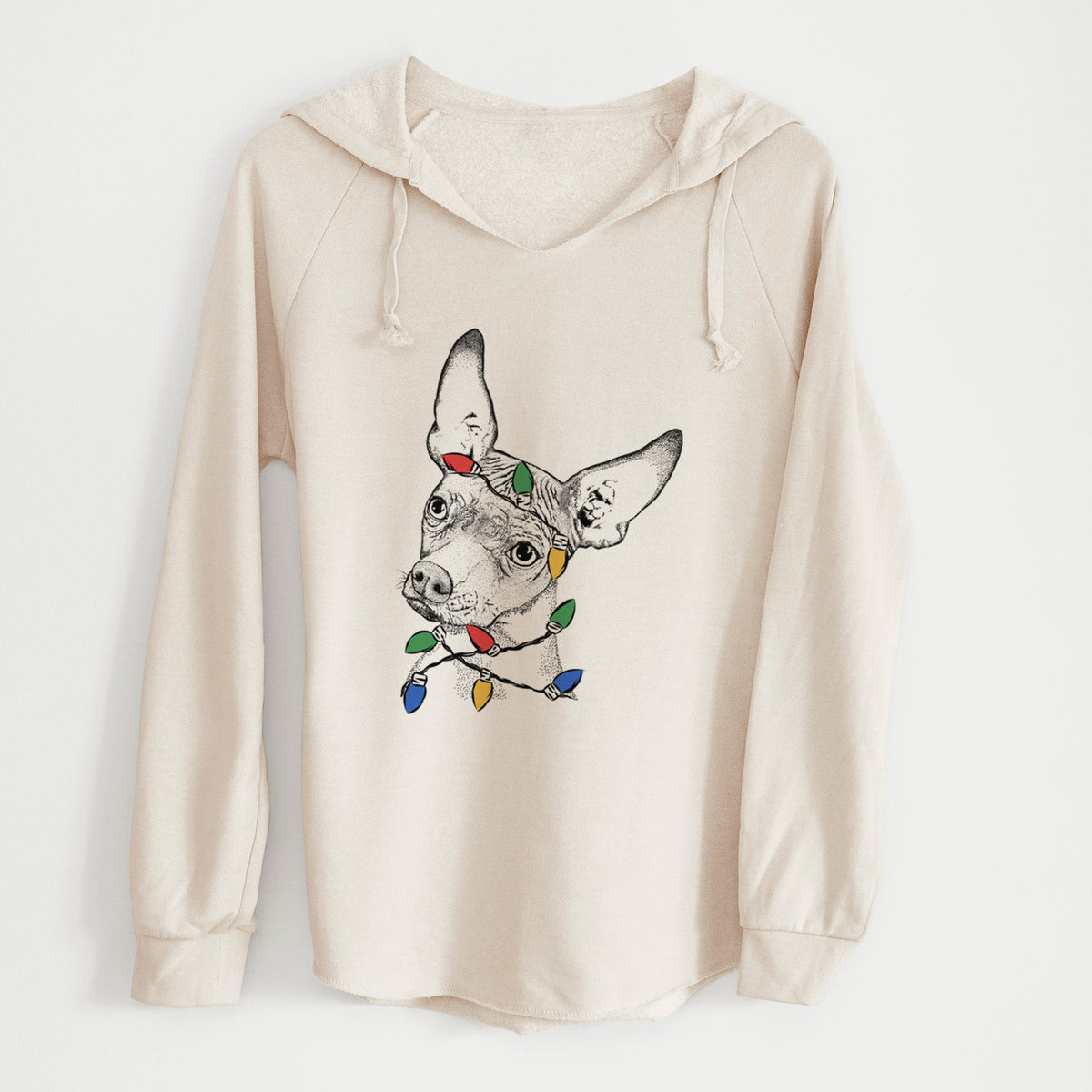 Christmas Lights Kahlo the Xoloitzcuintli - Cali Wave Hooded Sweatshirt