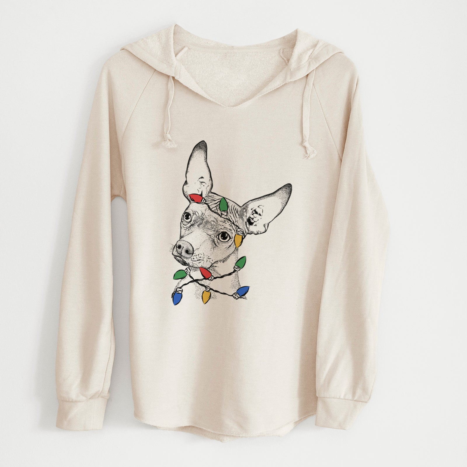 Christmas Lights Kahlo the Xoloitzcuintli - Cali Wave Hooded Sweatshirt