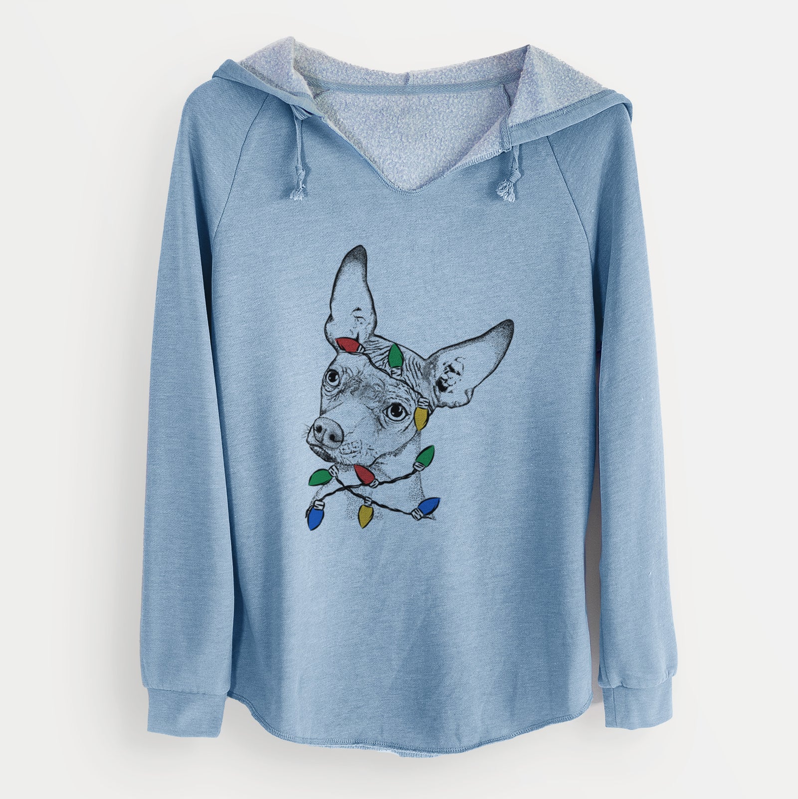 Christmas Lights Kahlo the Xoloitzcuintli - Cali Wave Hooded Sweatshirt