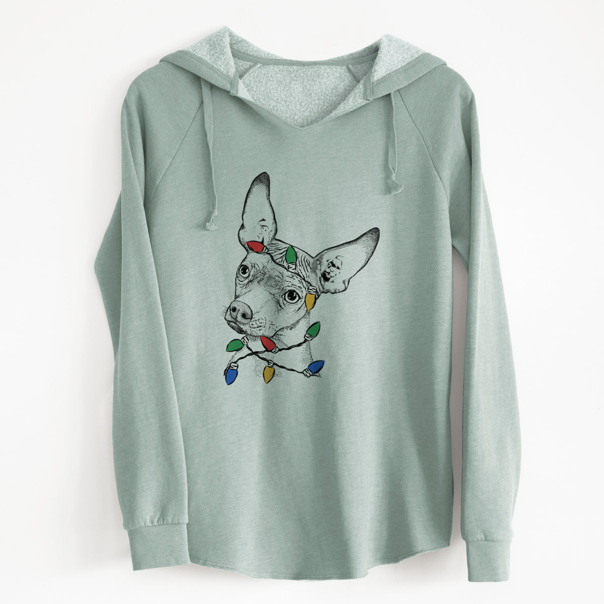Christmas Lights Kahlo the Xoloitzcuintli - Cali Wave Hooded Sweatshirt