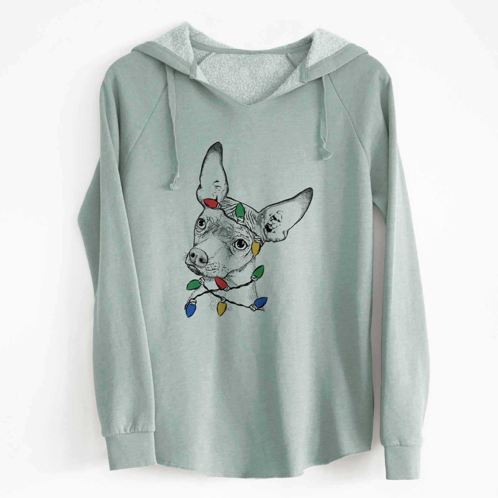 Christmas Lights Kahlo the Xoloitzcuintli - Cali Wave Hooded Sweatshirt