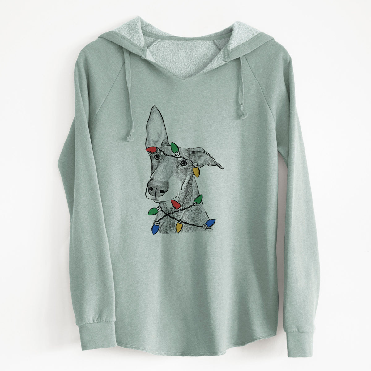 Christmas Lights Kain the Doberman Pinscher - Cali Wave Hooded Sweatshirt