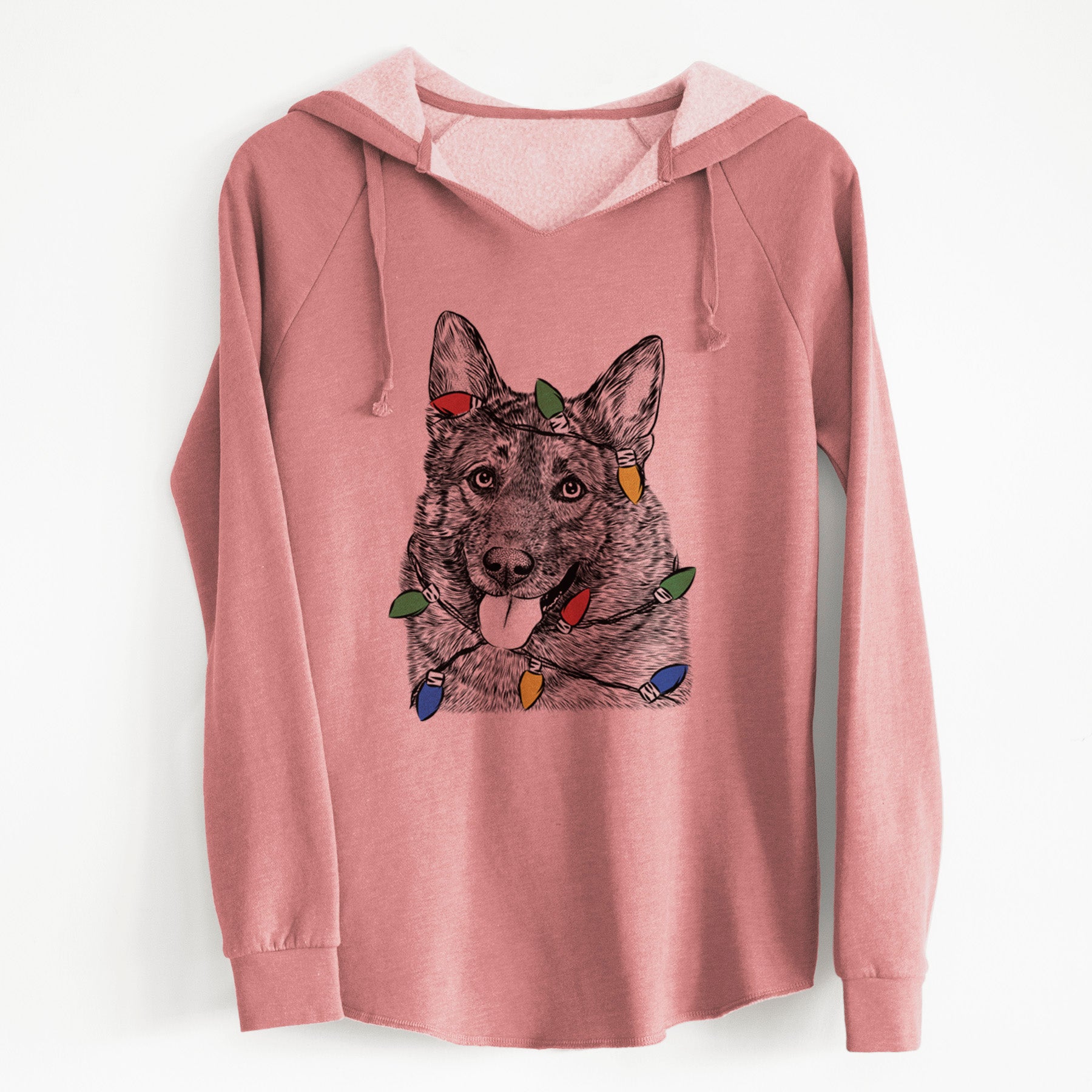 Christmas Lights Kasia the Norwegian Elkhound - Cali Wave Hooded Sweatshirt