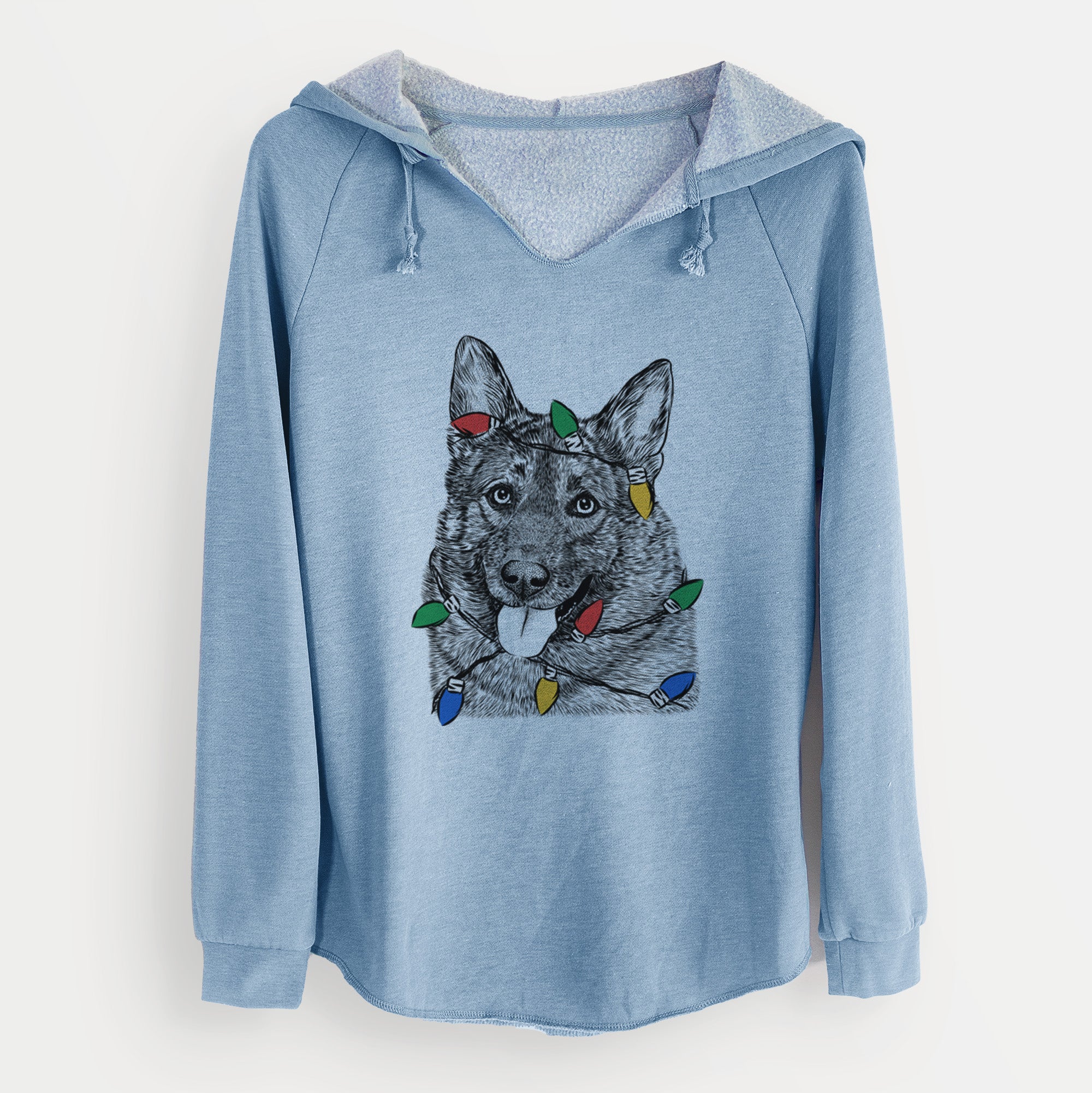 Christmas Lights Kasia the Norwegian Elkhound - Cali Wave Hooded Sweatshirt