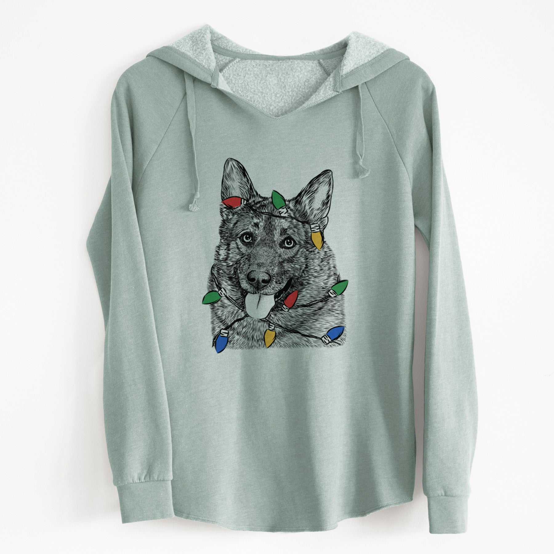 Christmas Lights Kasia the Norwegian Elkhound - Cali Wave Hooded Sweatshirt