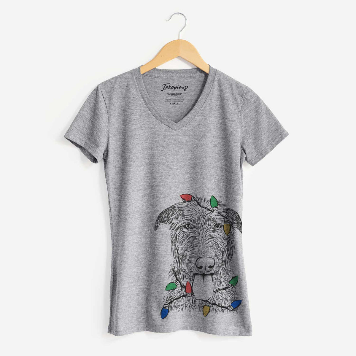 Christmas Lights Keeva the Irish Wolfhound - Women's V-neck Shirt