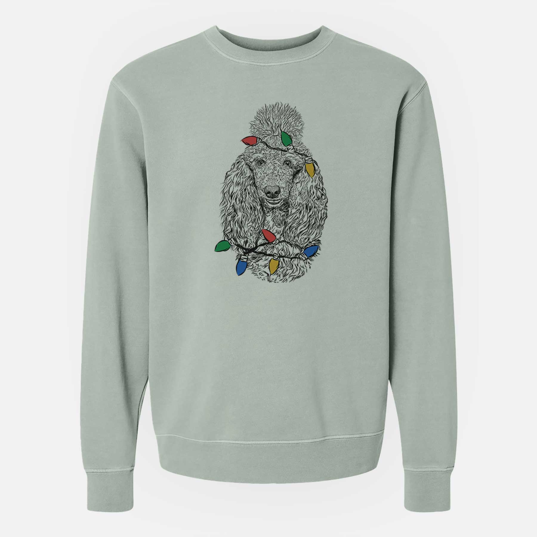 Christmas Lights Kenna the Standard Poodle - Unisex Pigment Dyed Crew Sweatshirt