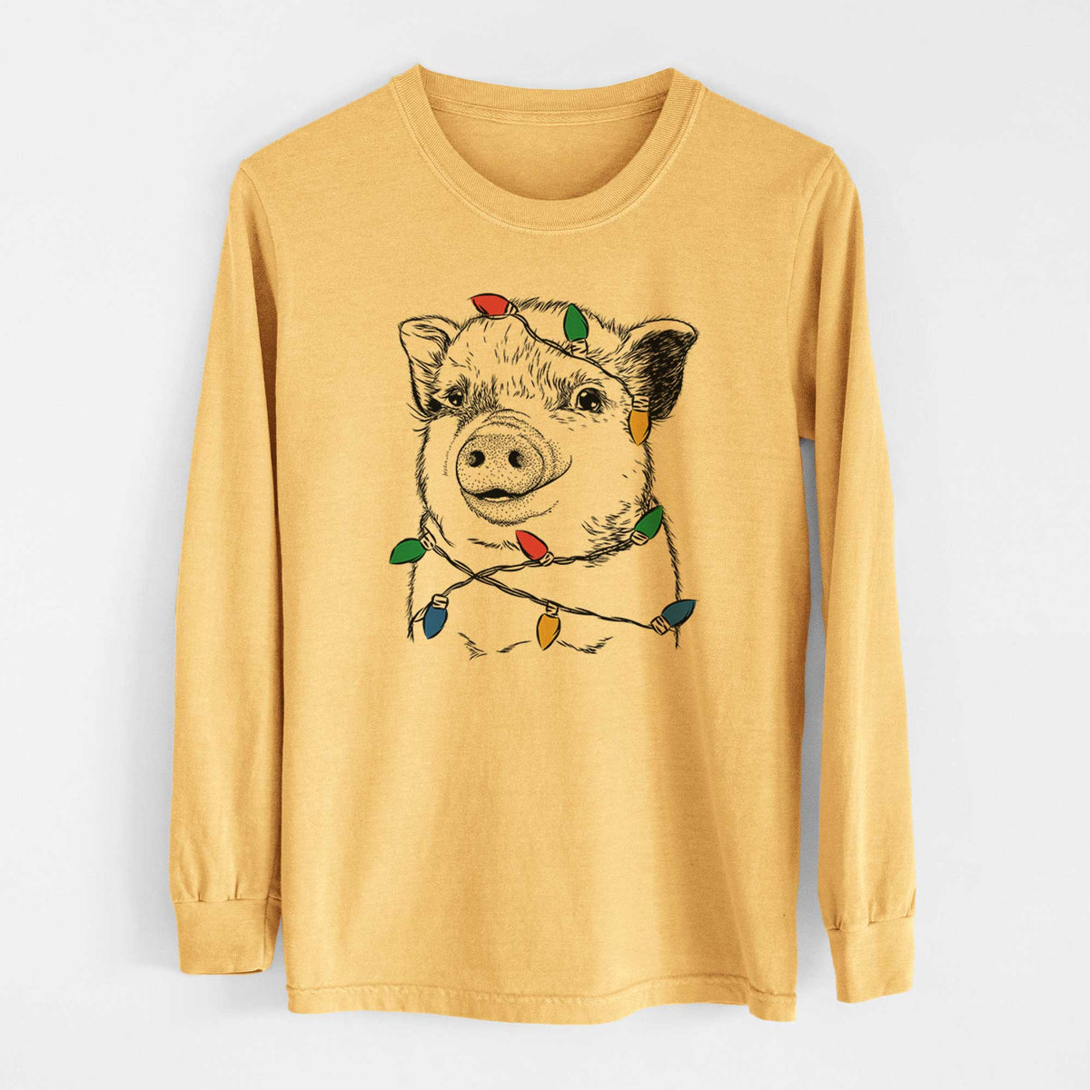 Christmas Lights Kevin the Spotted Pig - Heavyweight 100% Cotton Long Sleeve