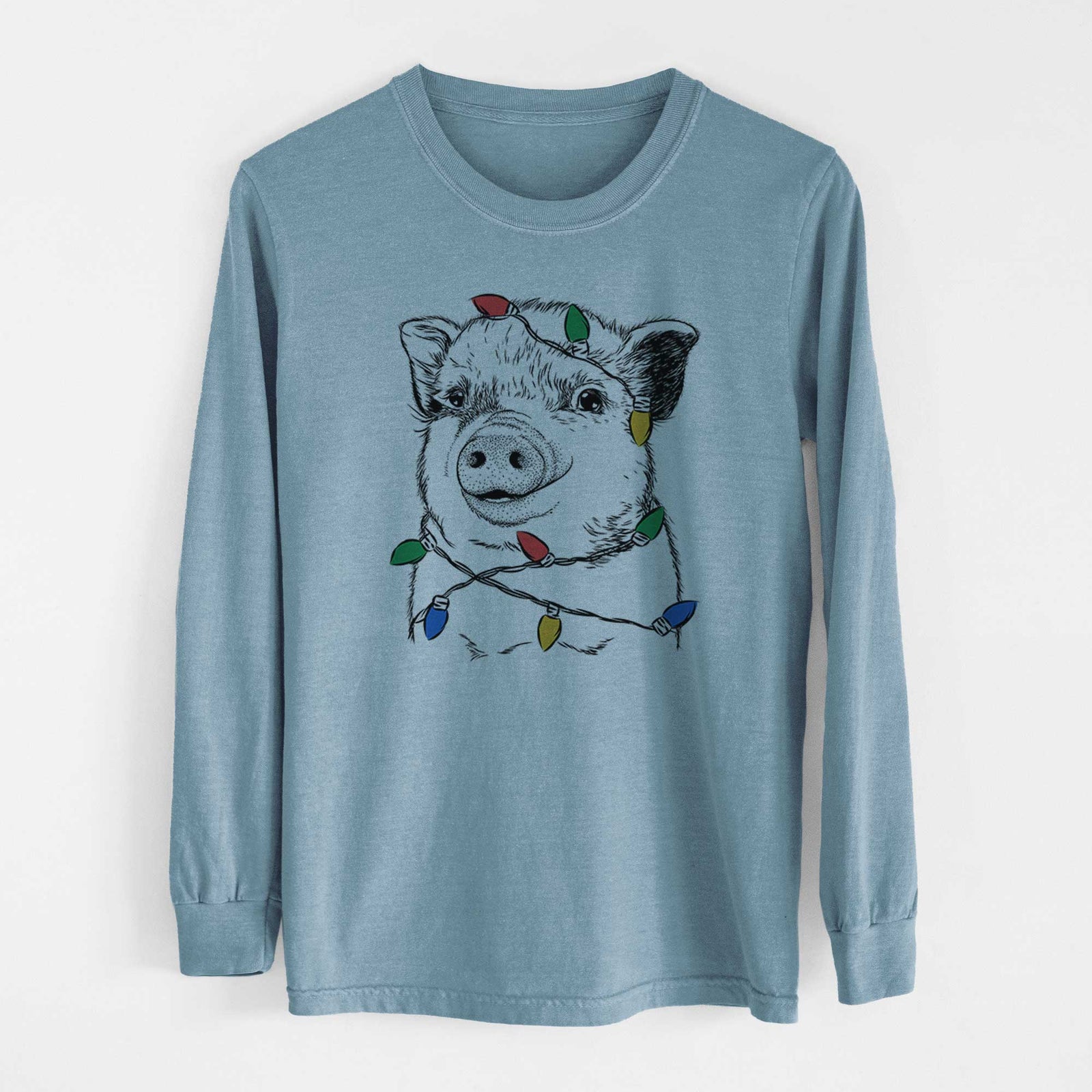 Christmas Lights Kevin the Spotted Pig - Heavyweight 100% Cotton Long Sleeve