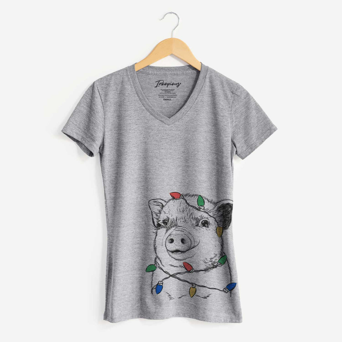 Christmas Lights Kevin the Spotted Pig - Women's V-neck Shirt