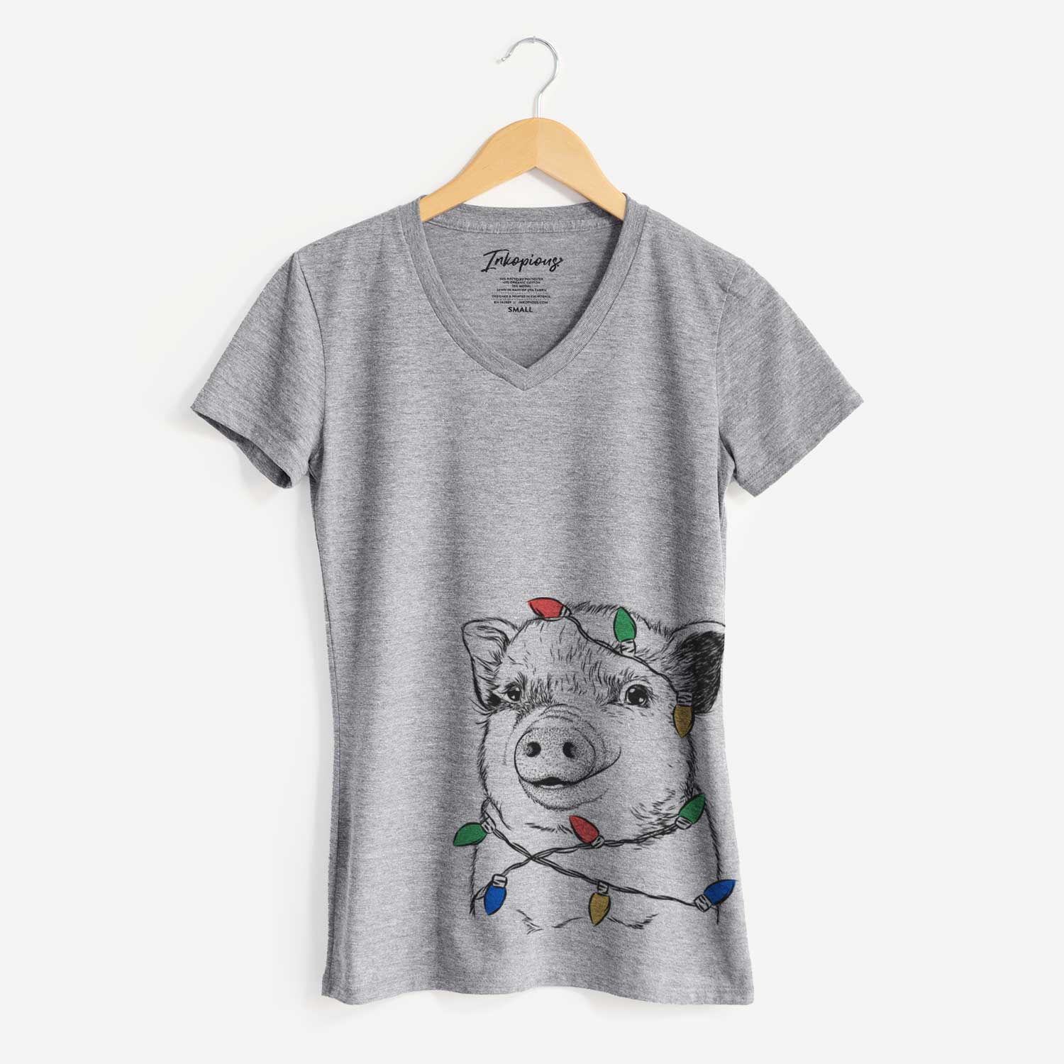 Christmas Lights Kevin the Spotted Pig - Women's V-neck Shirt