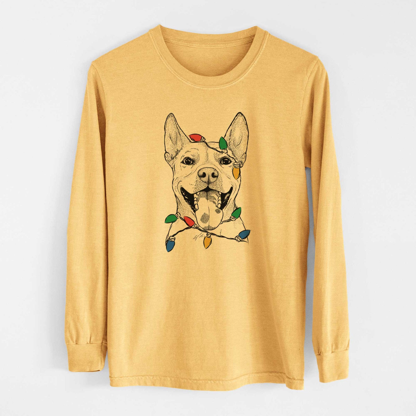 Christmas Lights Khaleesi the Carolina Dog - Heavyweight 100% Cotton Long Sleeve